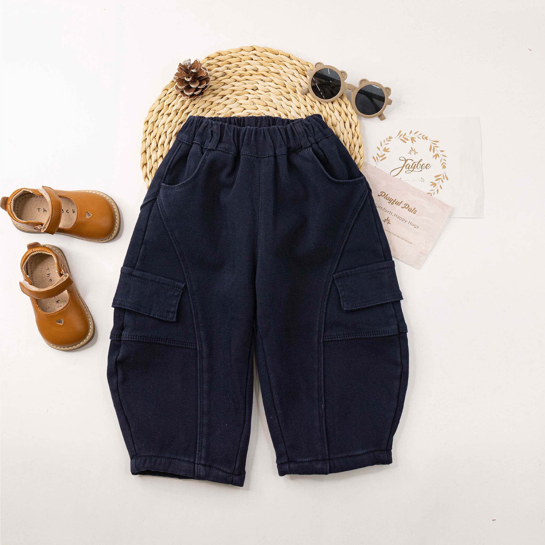 【H55832】帥氣簡約內刷毛錐形褲