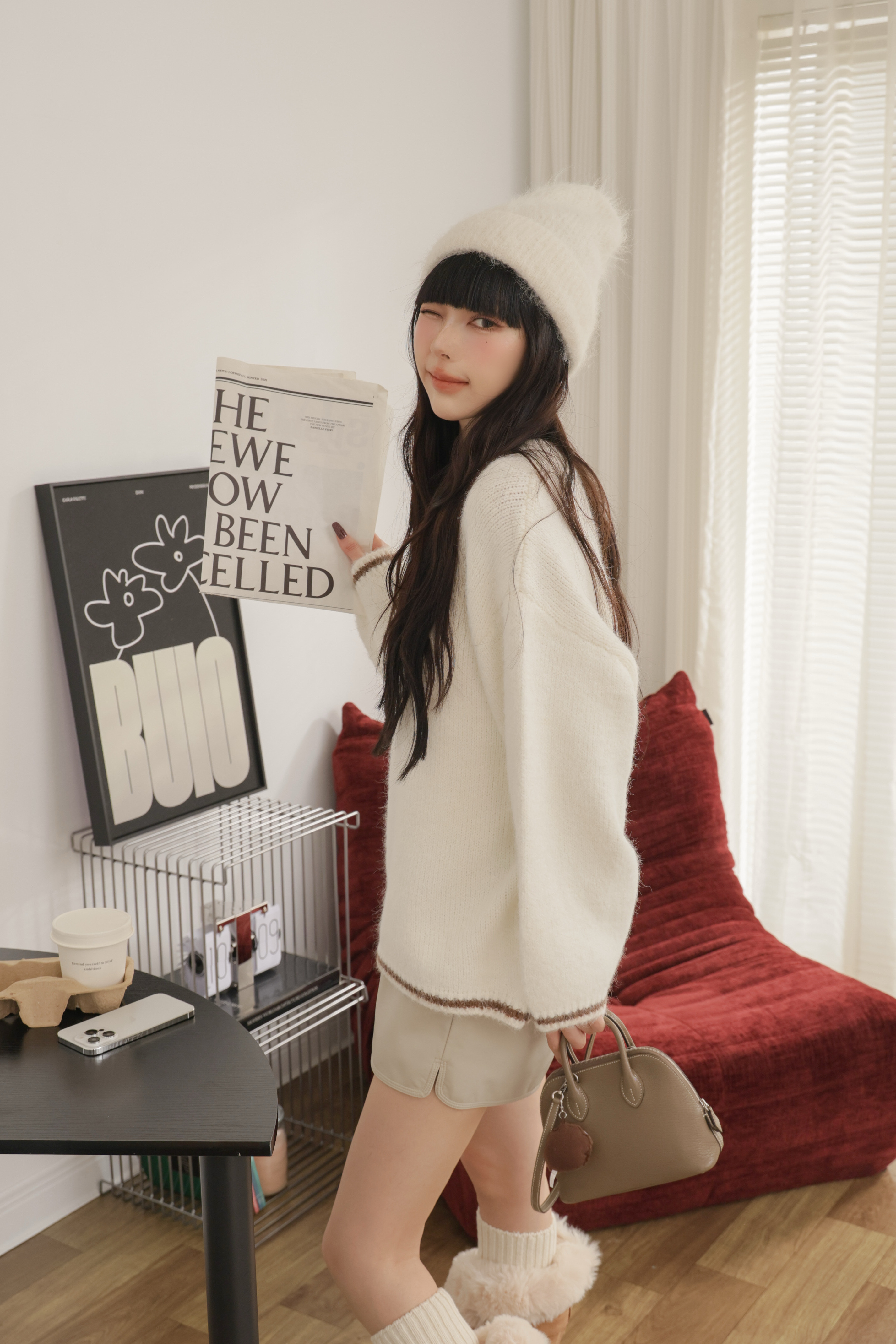 （現貨）側邊小開杈皮短褲 L12