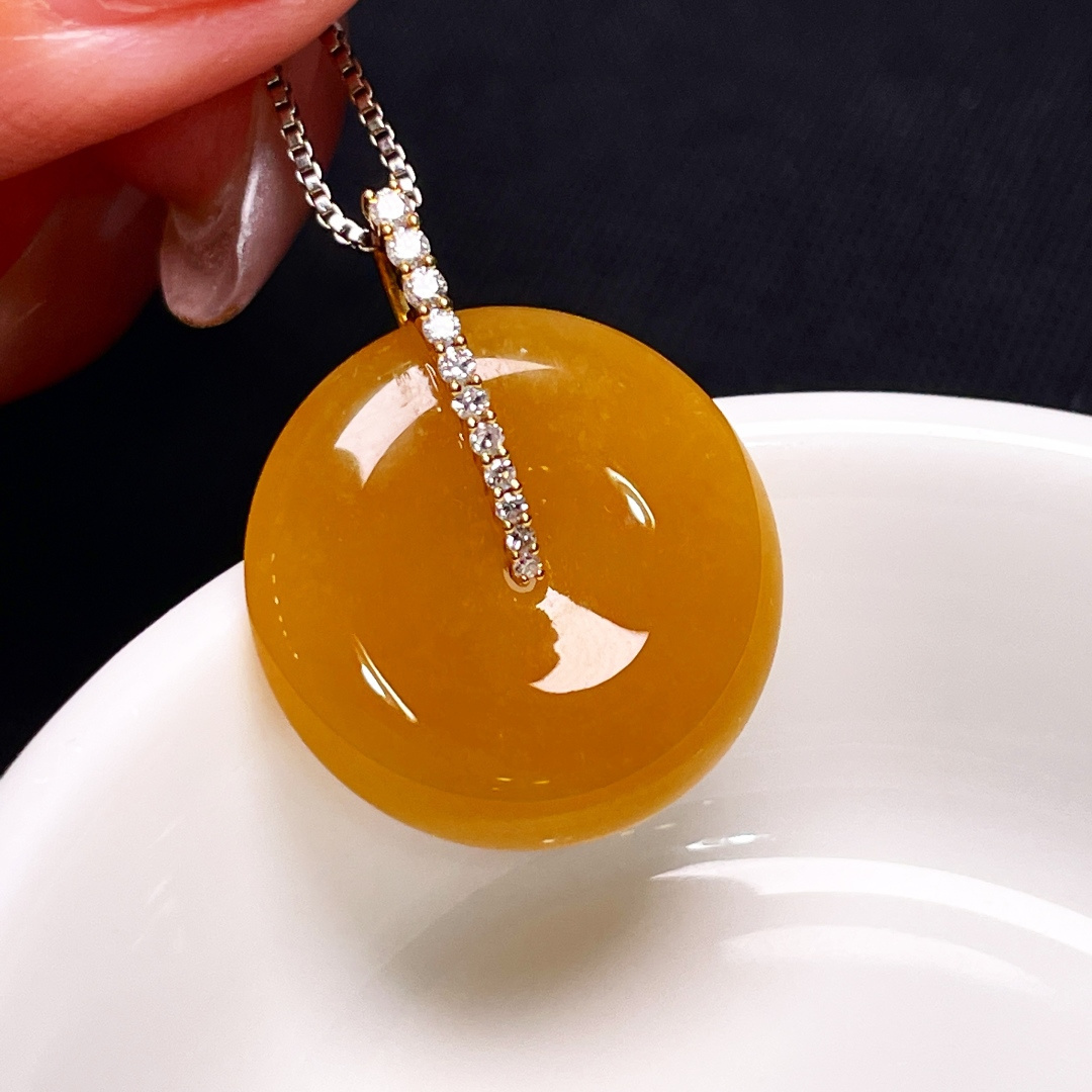 翡翠平安扣吊墜 (19.5mm直徑),天然翡翠A玉, 緬甸玉, Jade, Jadeite