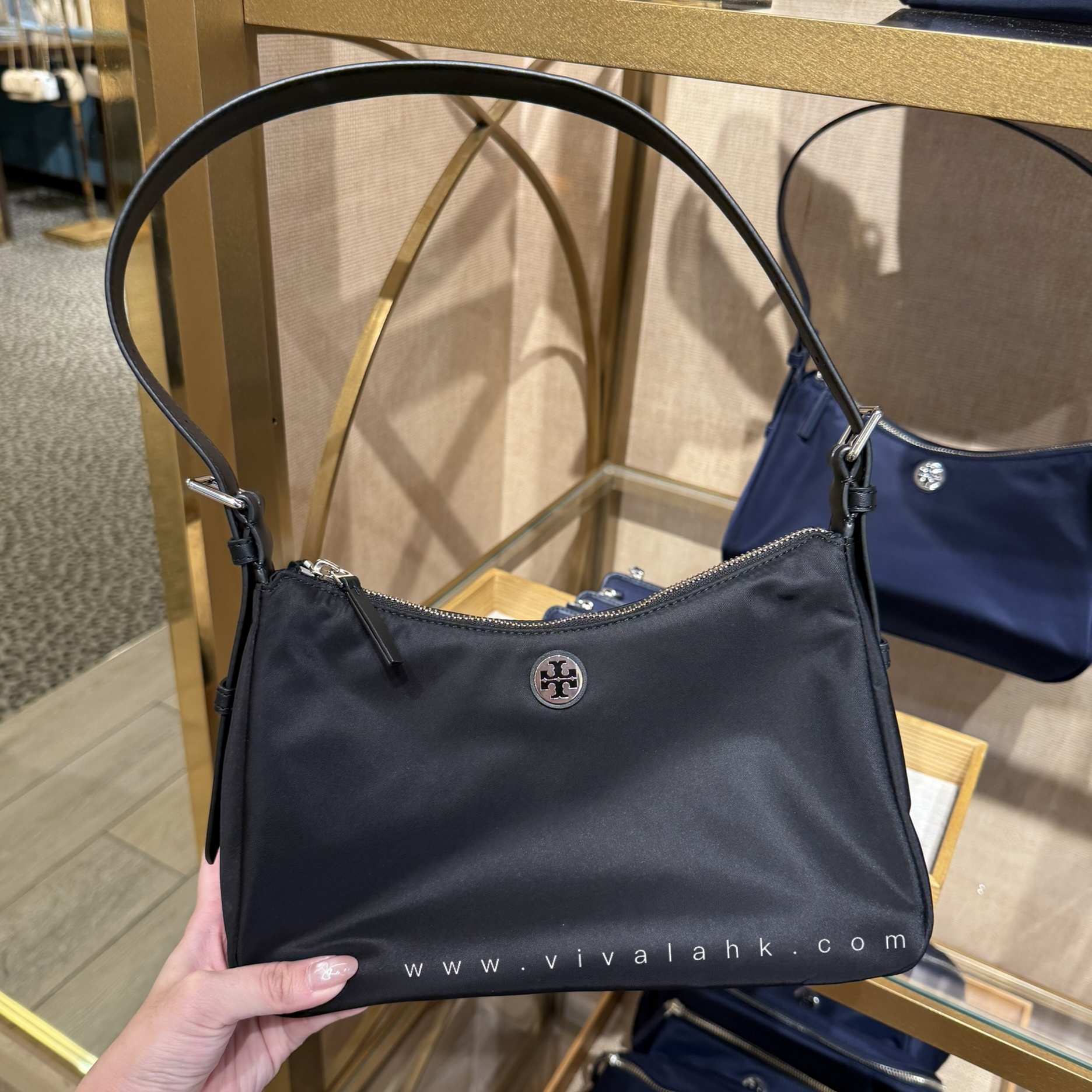 Tory Burch - Nylon Small Zip Top Shoulder Bag (177335)