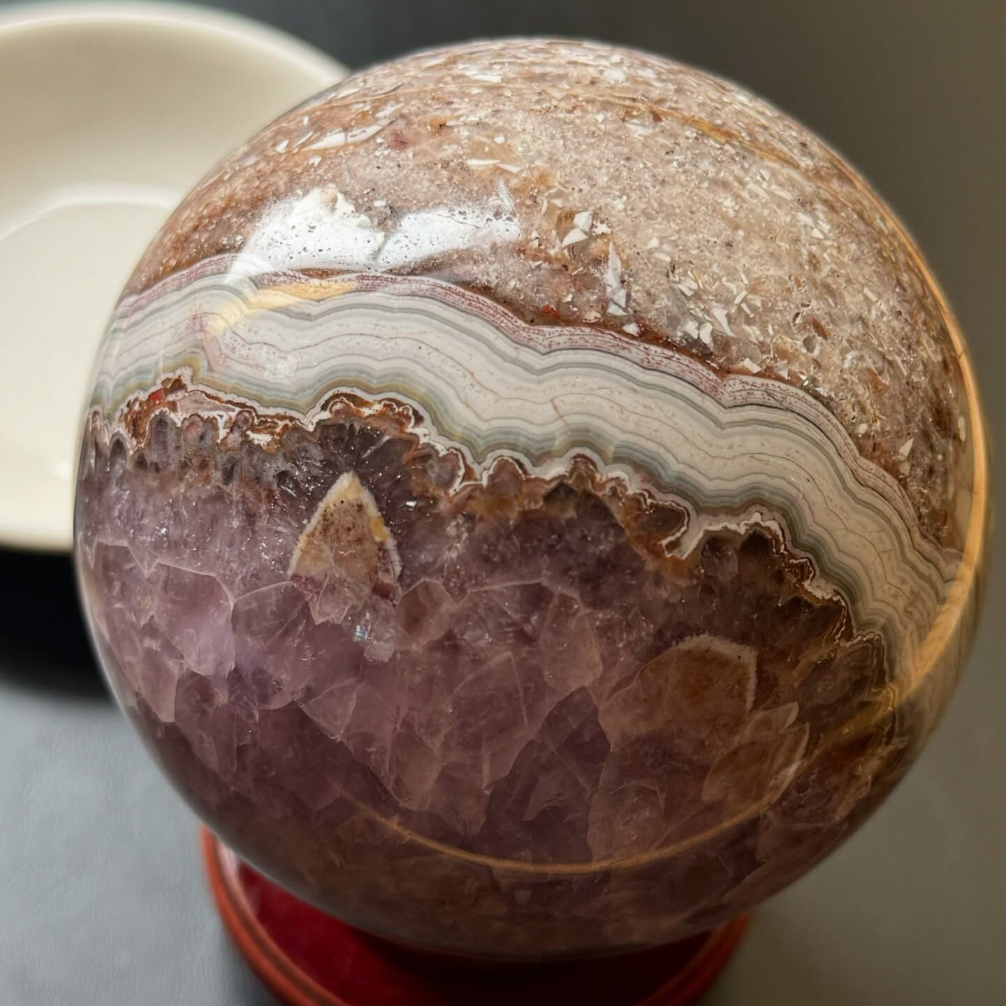 [原石] 夢幻紫晶瑪瑙 水晶球 8公分