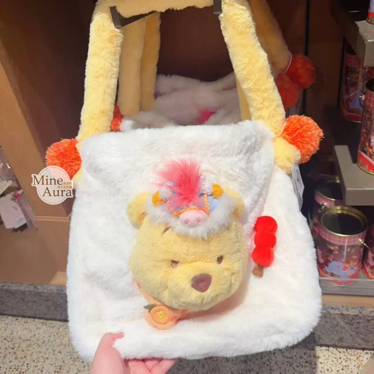 2026 新春 小熊維尼和朋友們系列 絨毛大頭造型 手提包 托特包 -上海迪士尼樂園