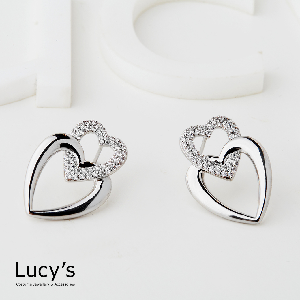 鑲鑽心環 耳環 (二色) (129033/129035)