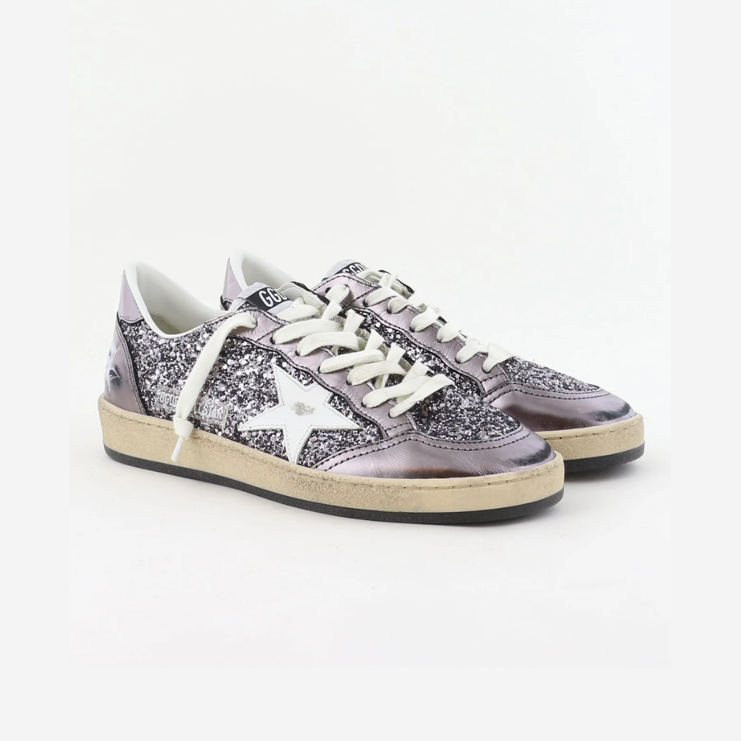 1FF0101-402 [GOLDEN GOOSE] Ball Star Sneakers Grey/Purple/White (SS26) #GWF00117.F008065.60657 (S-EU-E)
