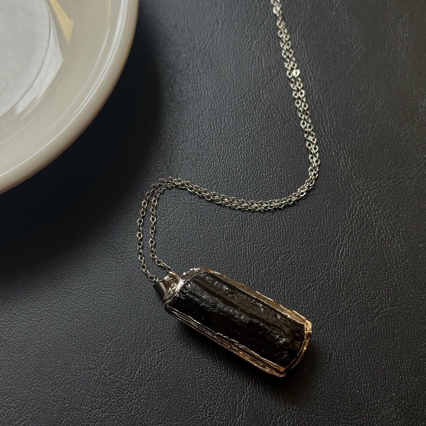 [原石] 黑碧璽 項鏈 電鍍設計