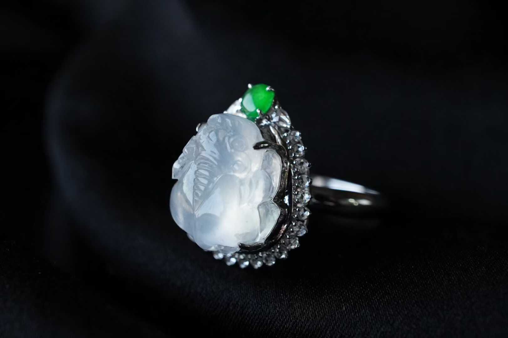 翡翠高冰種貔貅戒指,天然翡翠A玉, 緬甸玉, Jade, Jadeite