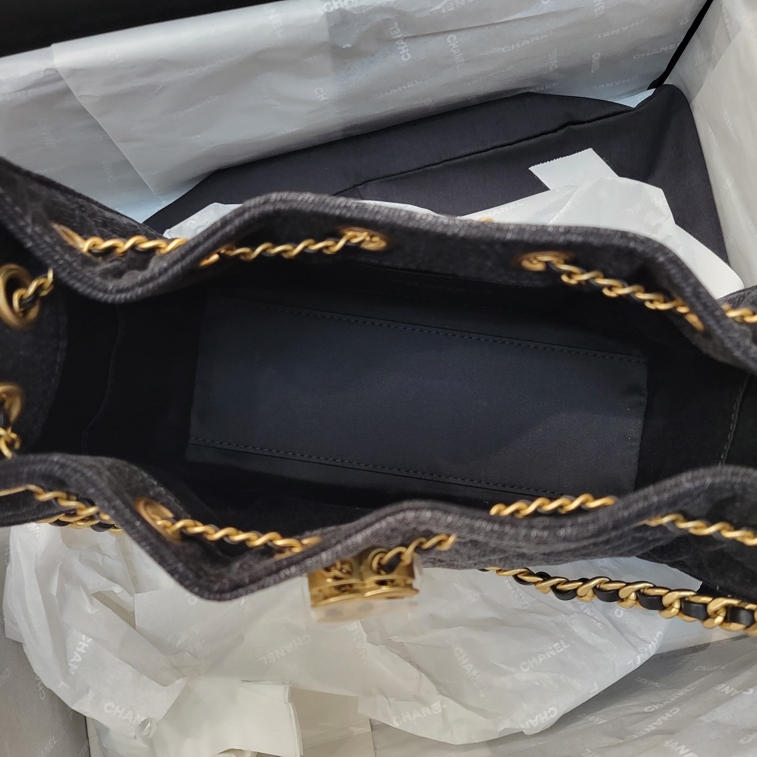 CHANEL AS5631 25 MINI DENIM BLACK GOLD 牛仔布黑色金扣