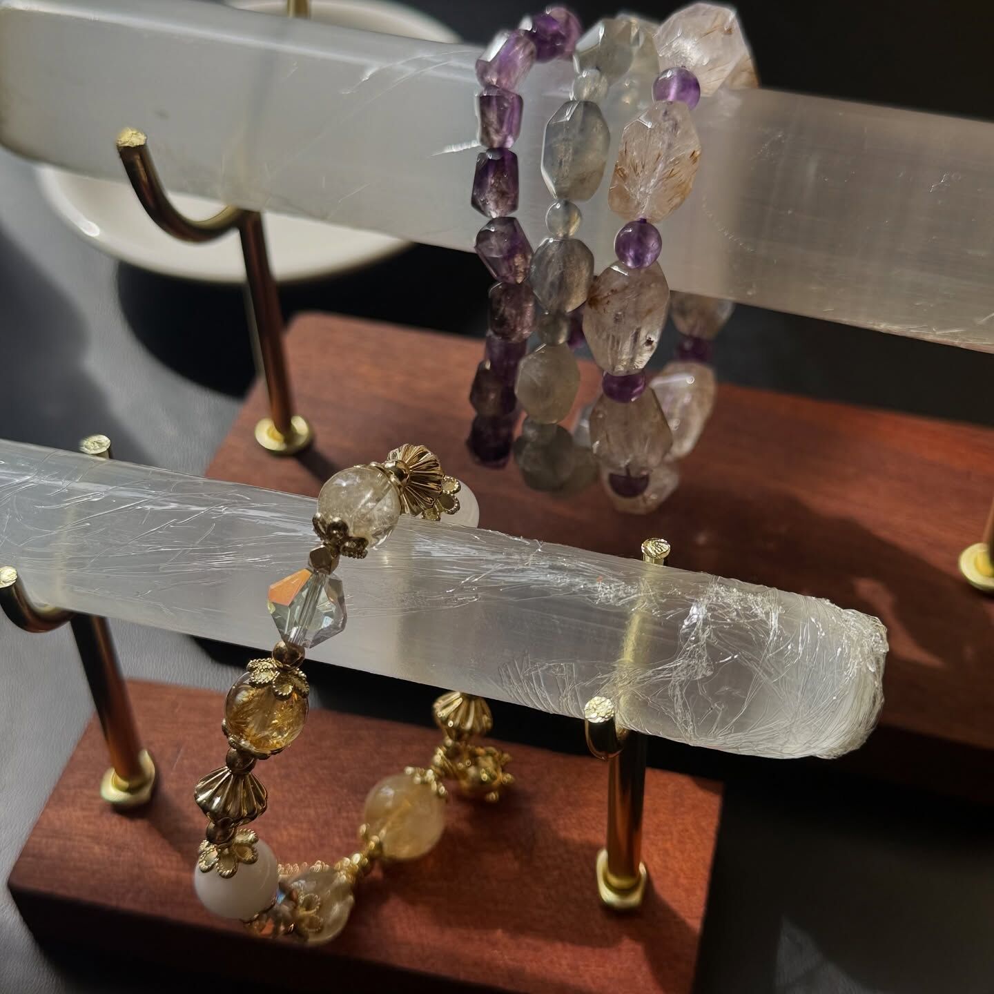 [原石] 透石膏 手串淨化架