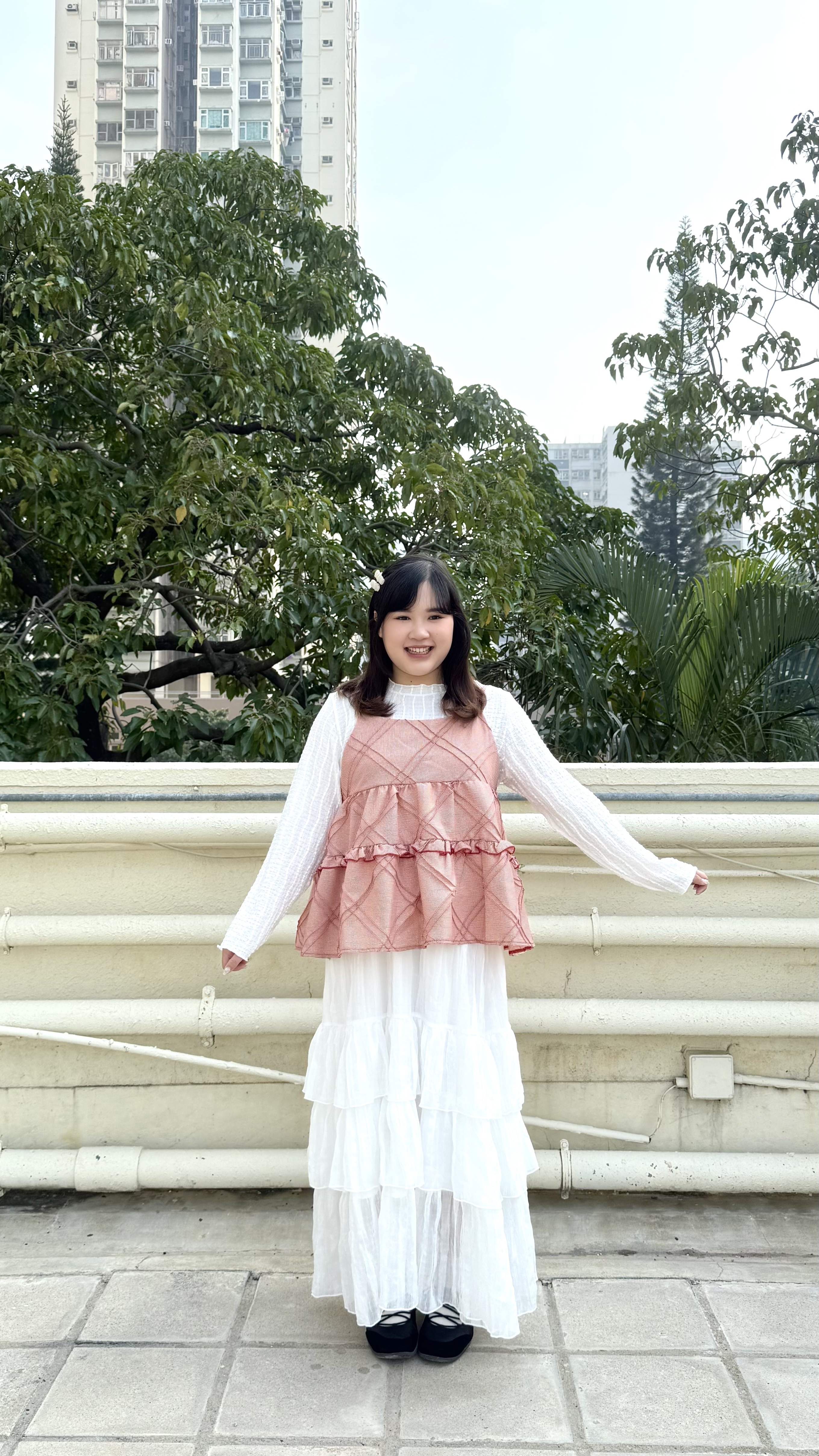 菱格紋花邊吊帶