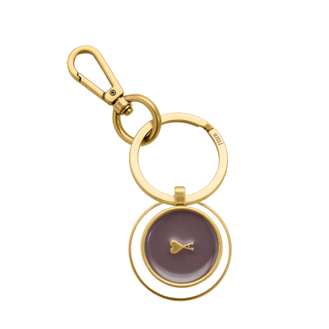 1FF0101-225 [AMI PARIS] Gold Metal Ami De Coeur Coffee Cup Keyring OFF WHITE/BROWN (SS26) #UKR346.HW0014.A140 (A-EU-E)