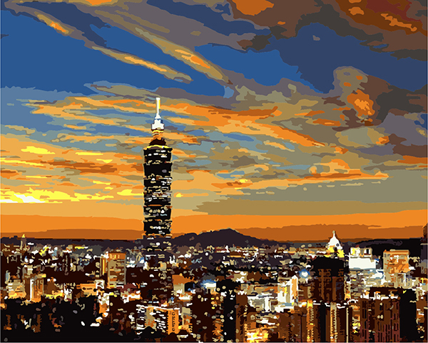 【TW001-S】台灣風情誌-台北101  (沒有木框，只有畫布！)