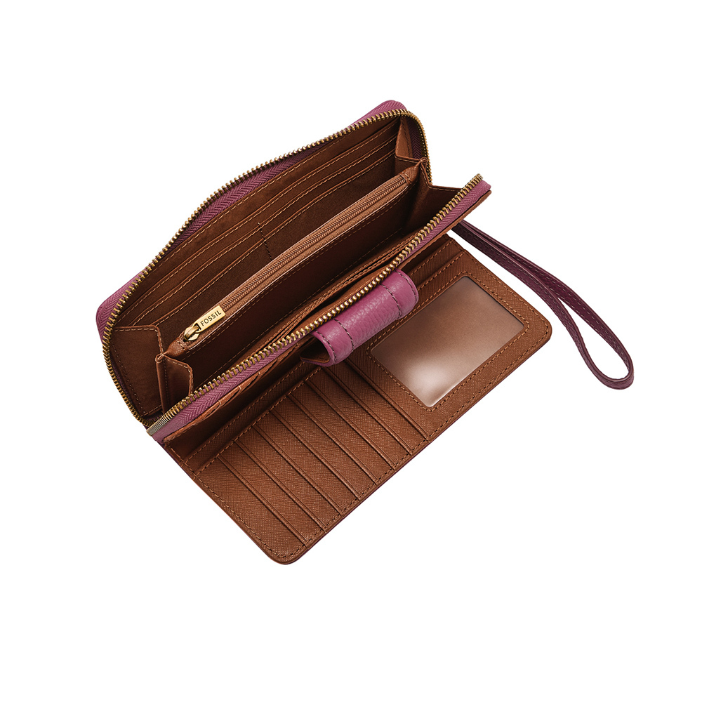 Madison 真皮扣式長夾-粉色 SWL2903663