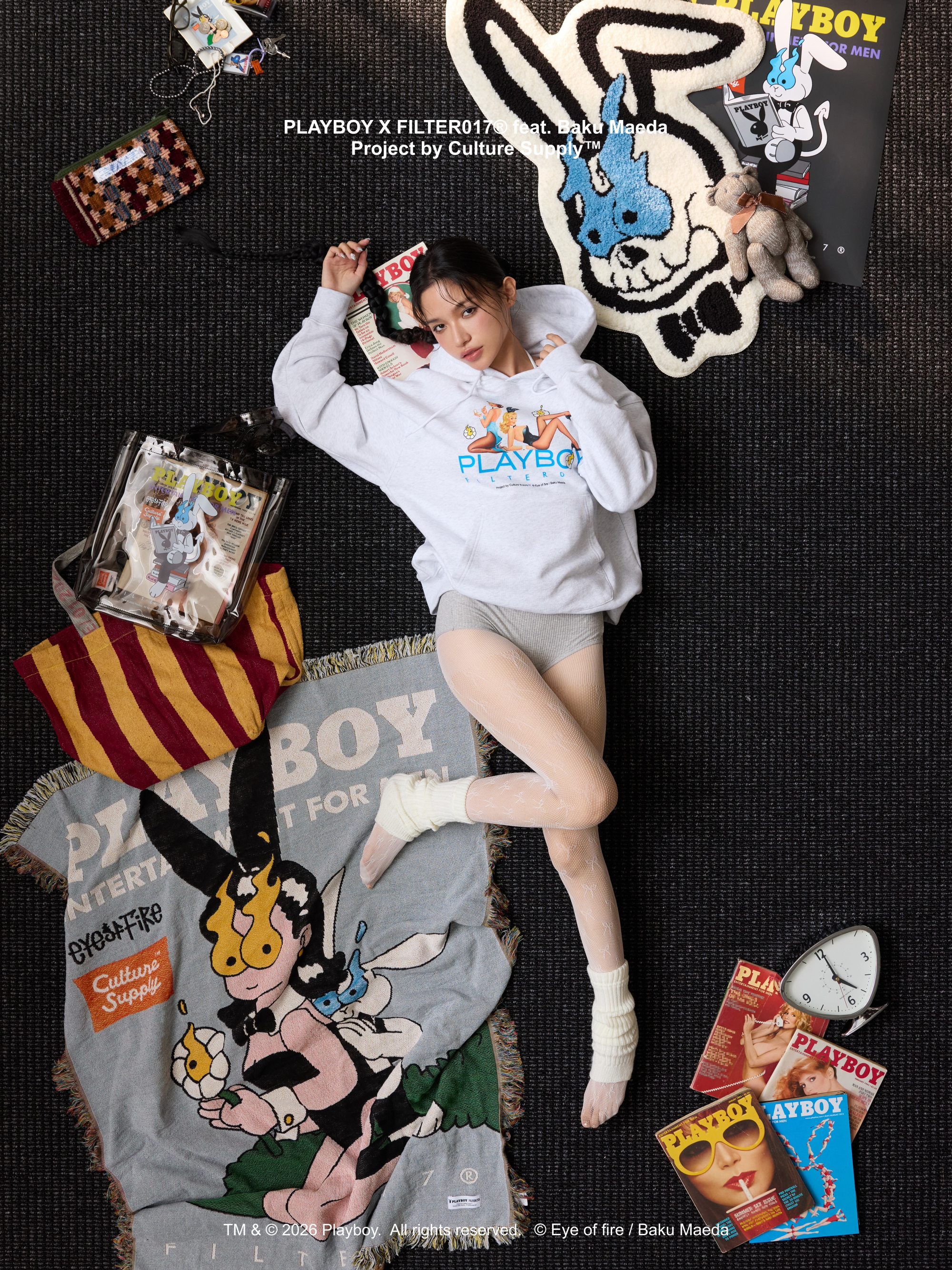 PLAYBOY X FILTER017® feat. Baku Maeda Pin-up Girl Hoodie / 畫報女郎帽T