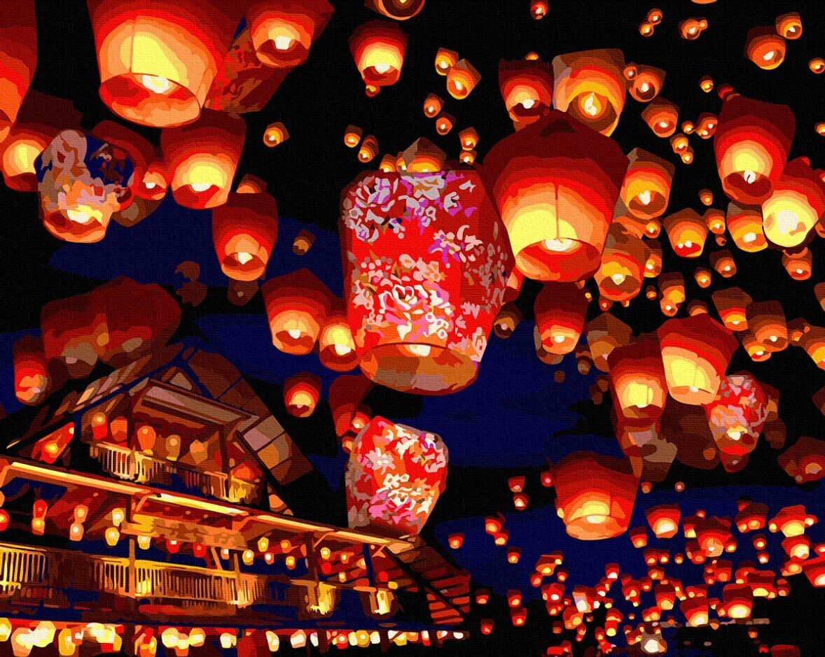 【TW008-S】台灣風情誌-平溪天燈  (沒有木框，只有畫布！)