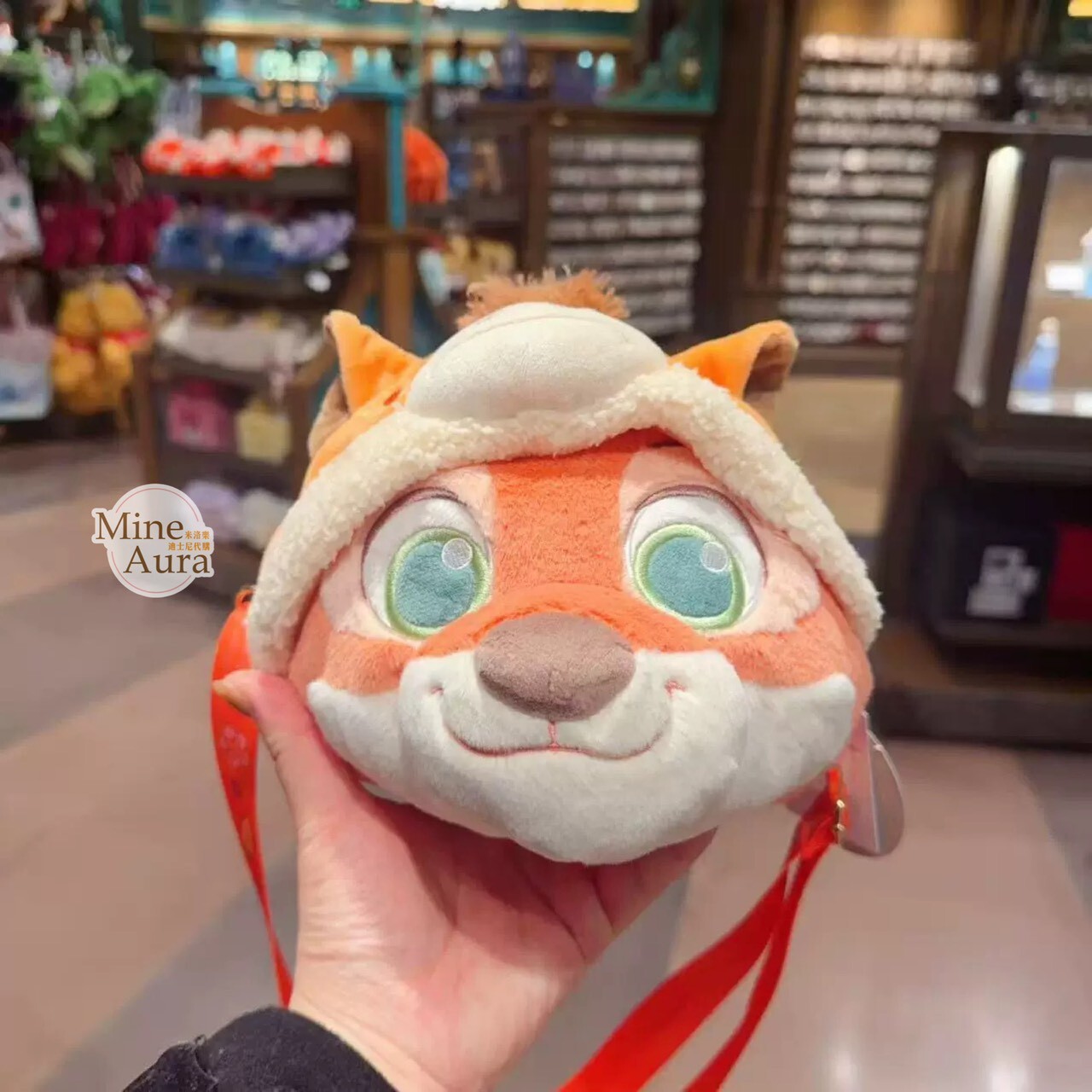 2026 新春 動物方城市 Zootopia 胡尼克 Nick 狐狸 大頭造型 絨毛 票卡包 斜背小包 -上海迪士尼樂園