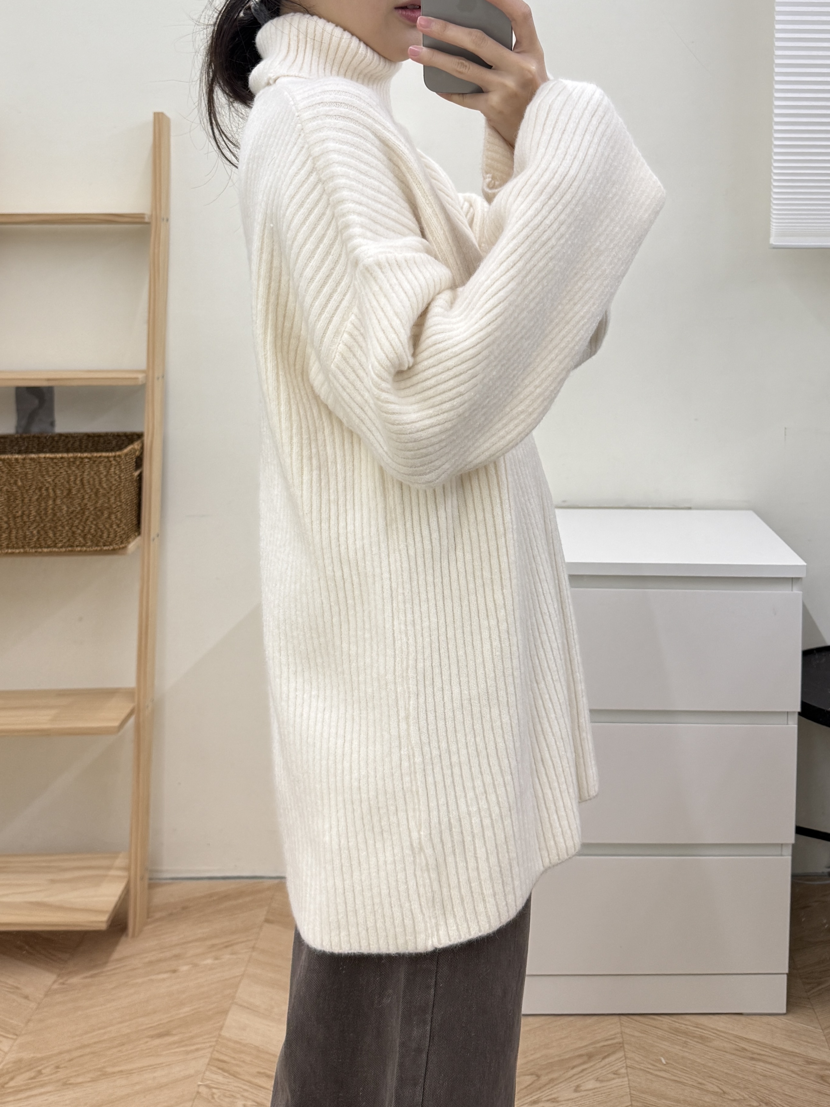 坑條高領厚實毛衣*2色