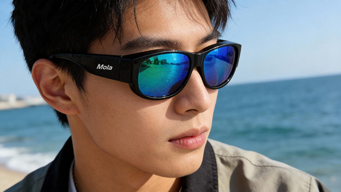 全包覆神鏡】MOLA 摩拉 3620Wbrg 灰鍍綠偏光太陽眼鏡 | 防風護眼 駕駛首選