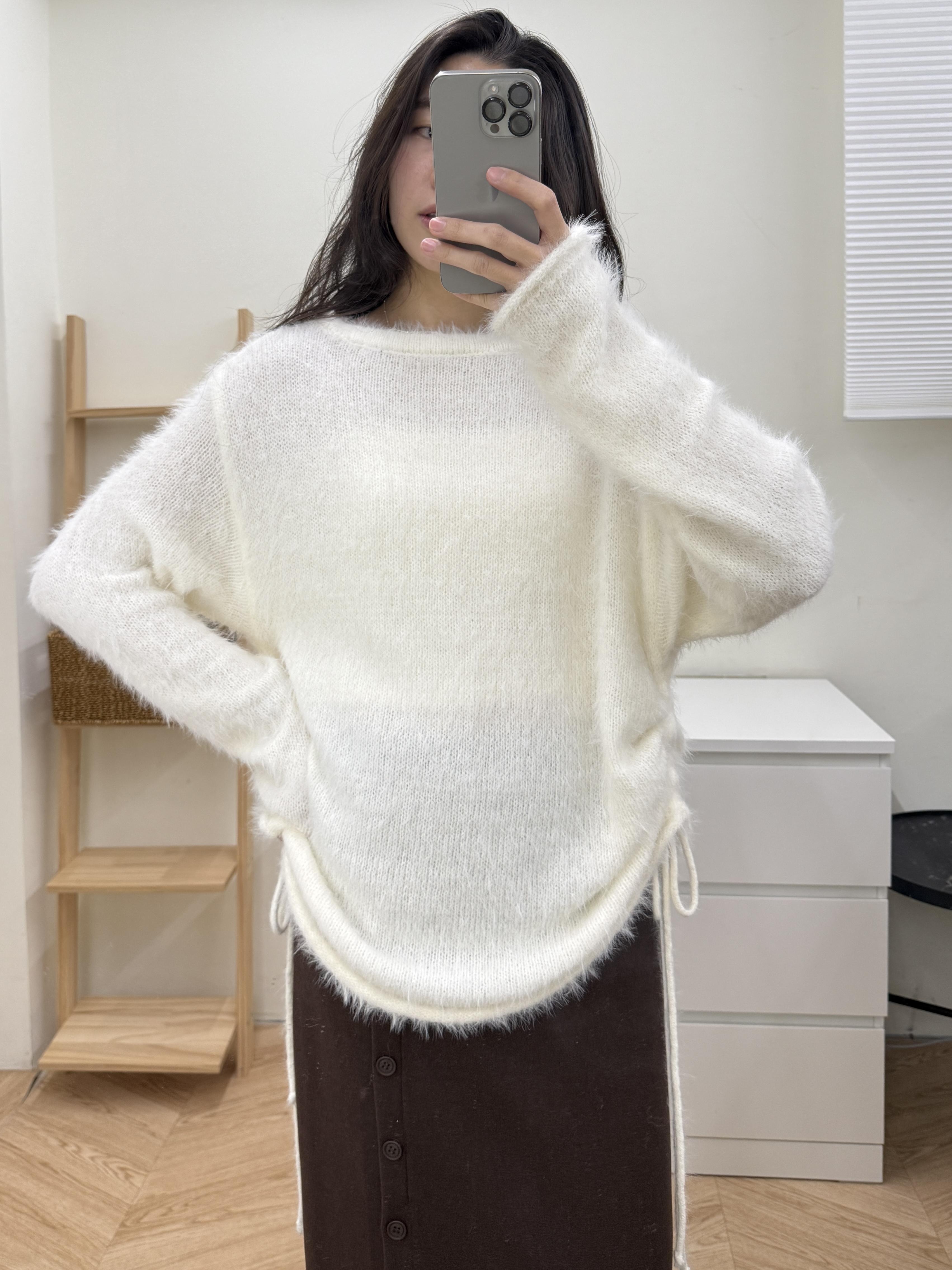 柔軟毛毛側抽繩毛衣*3色