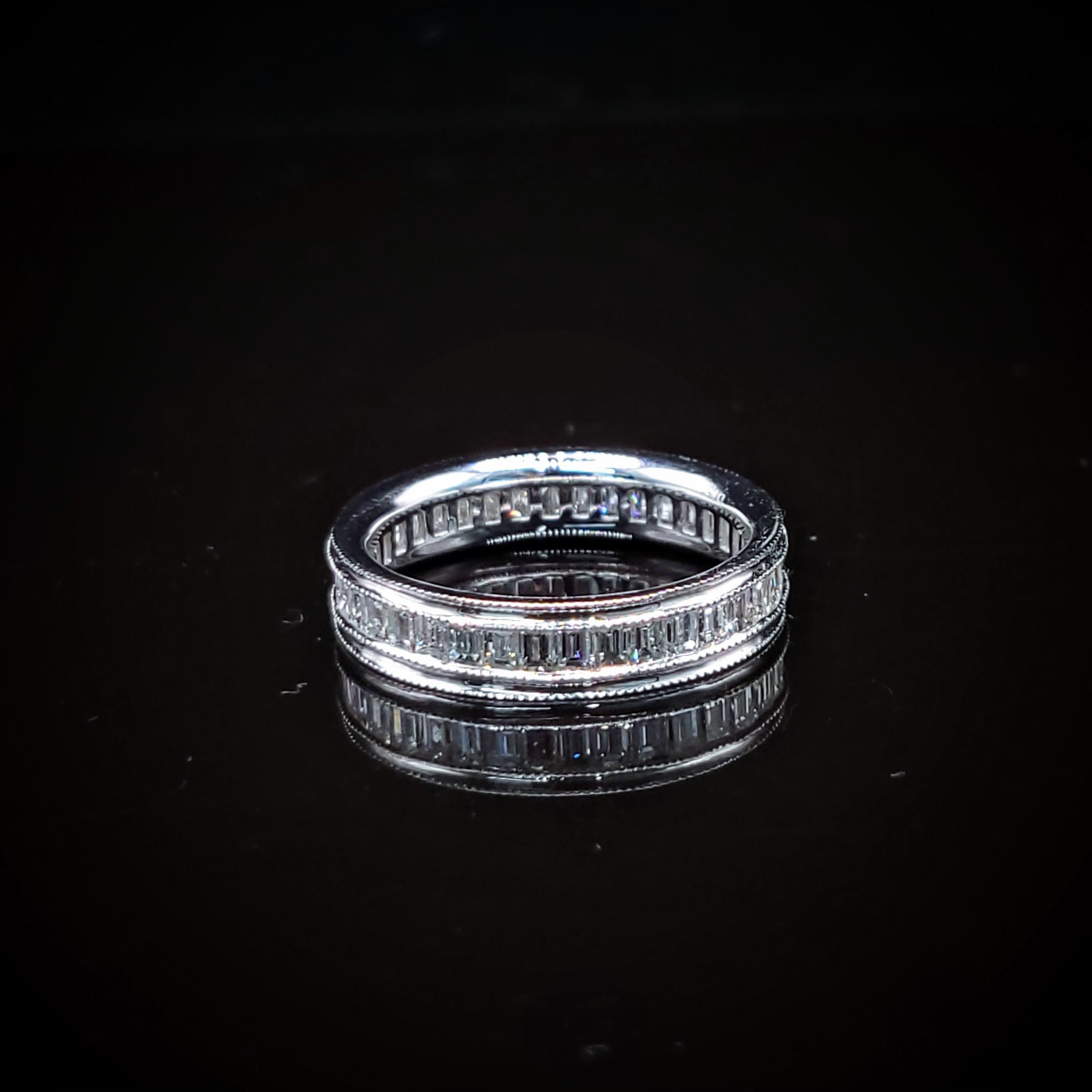 全新18K白金51份方形鑽石戒指