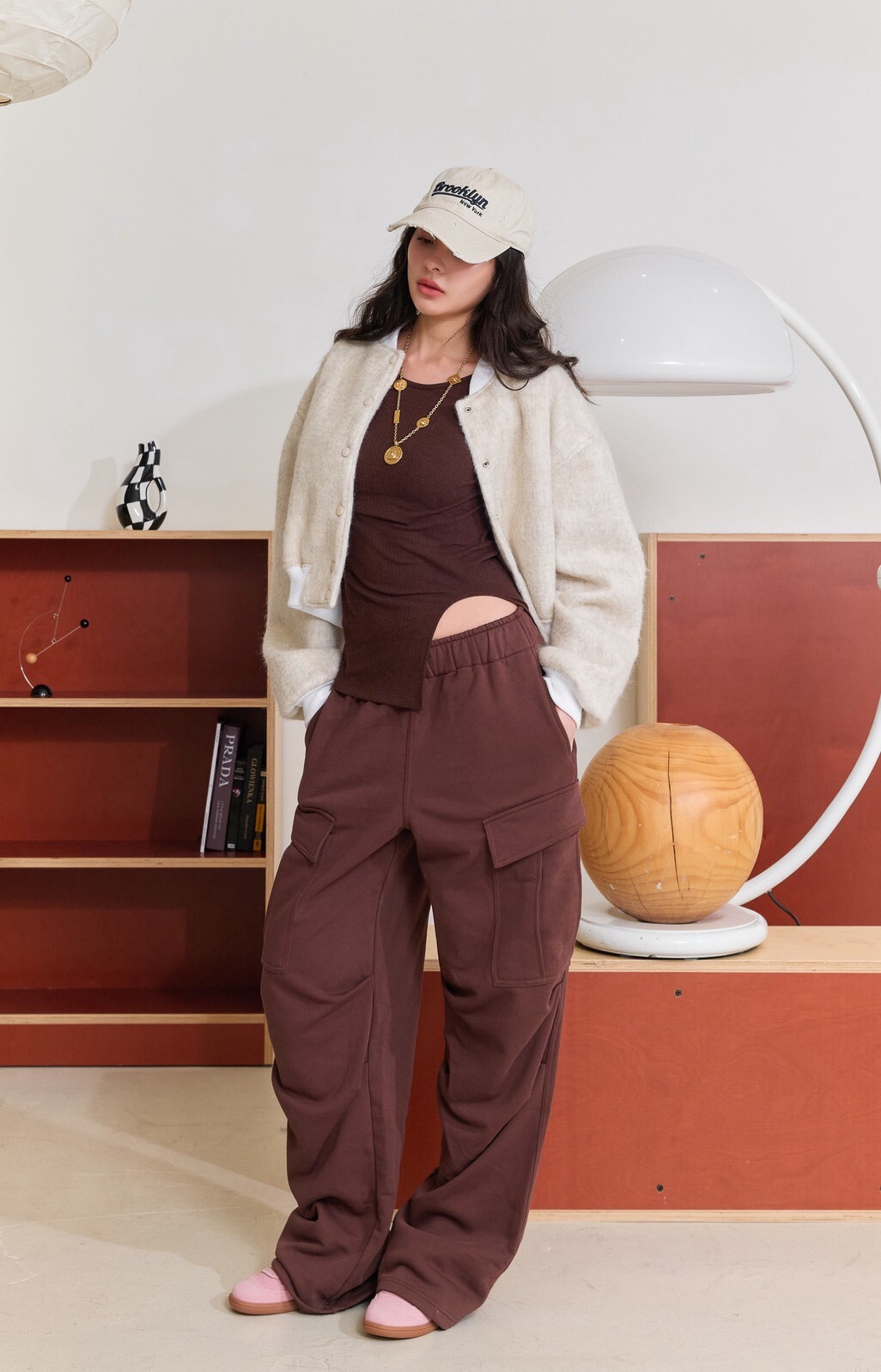 刷毛工裝棉褲_AMISSA（咖）