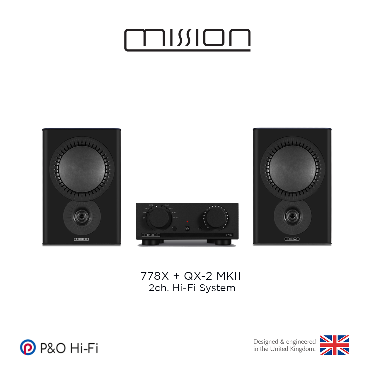 兩聲道音響系統 (Mission 778X-黑色 + QX2-MKII)
