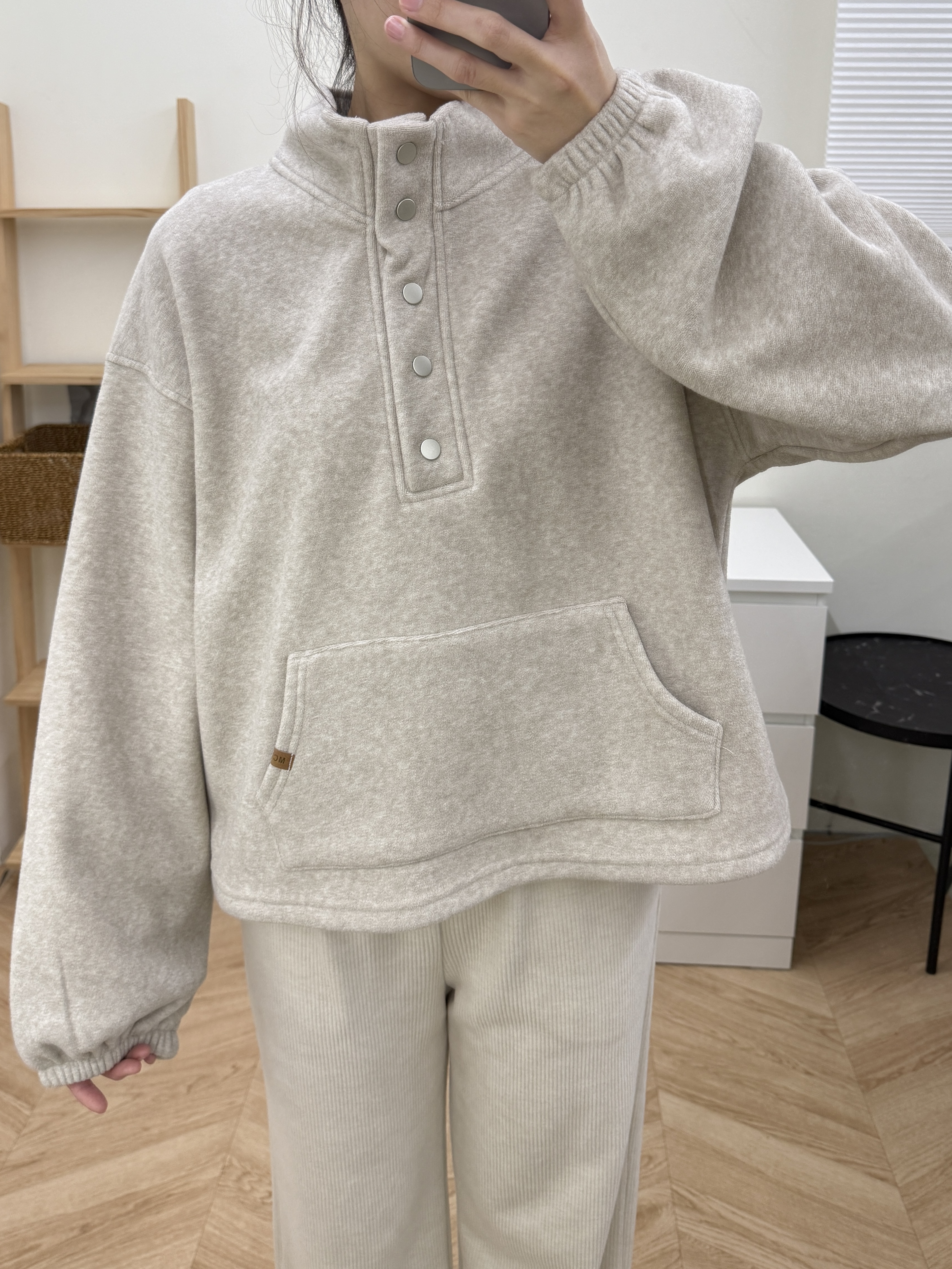 小立領加絨排扣大學T*2色