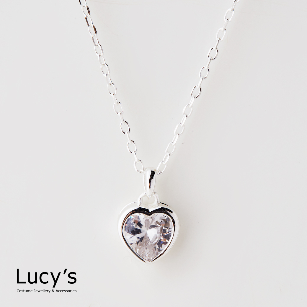 925純銀 璀璨愛心 項鍊 (二色) (129169/129170)