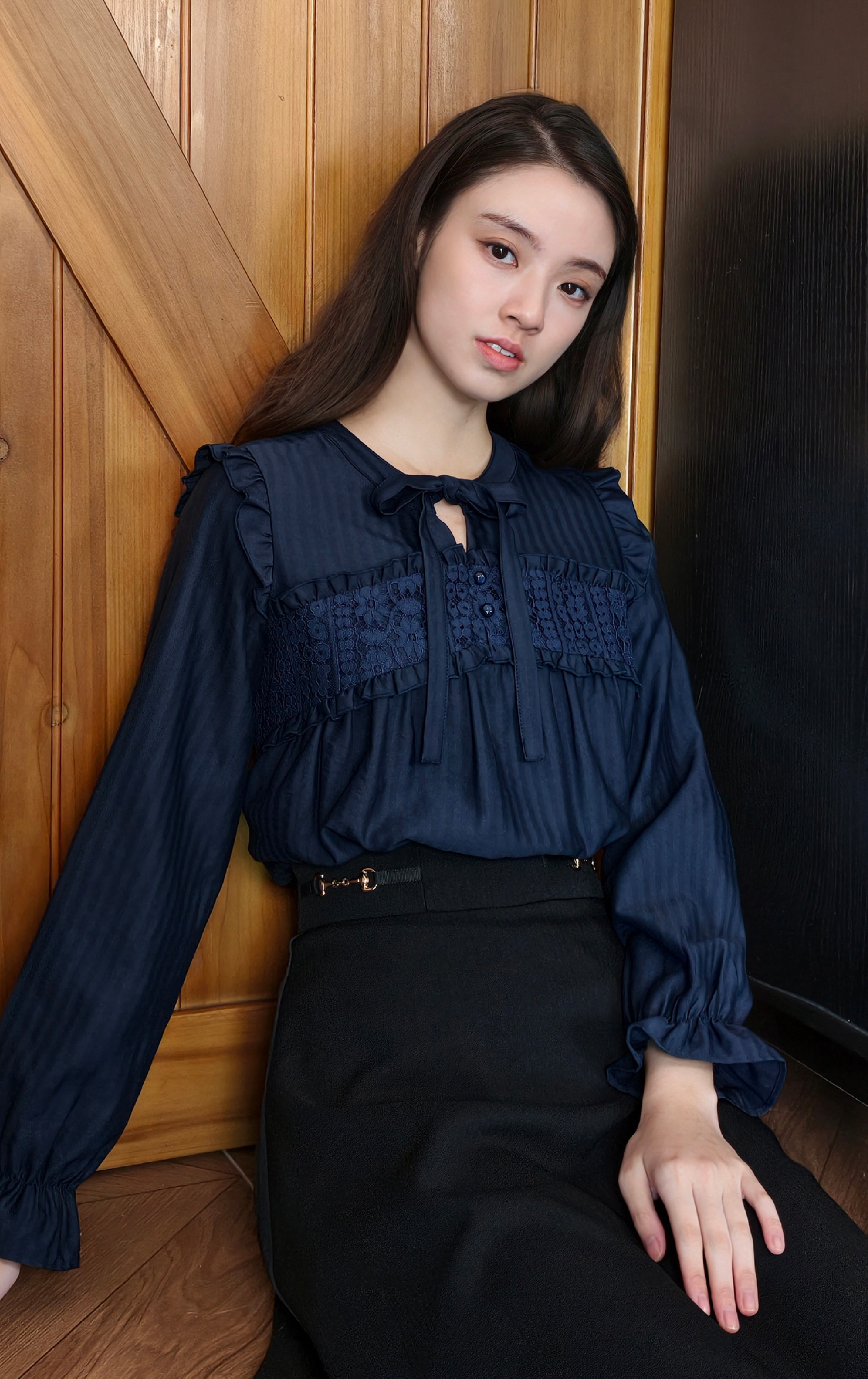 Ruffled Lace Trim Shirt SH0278