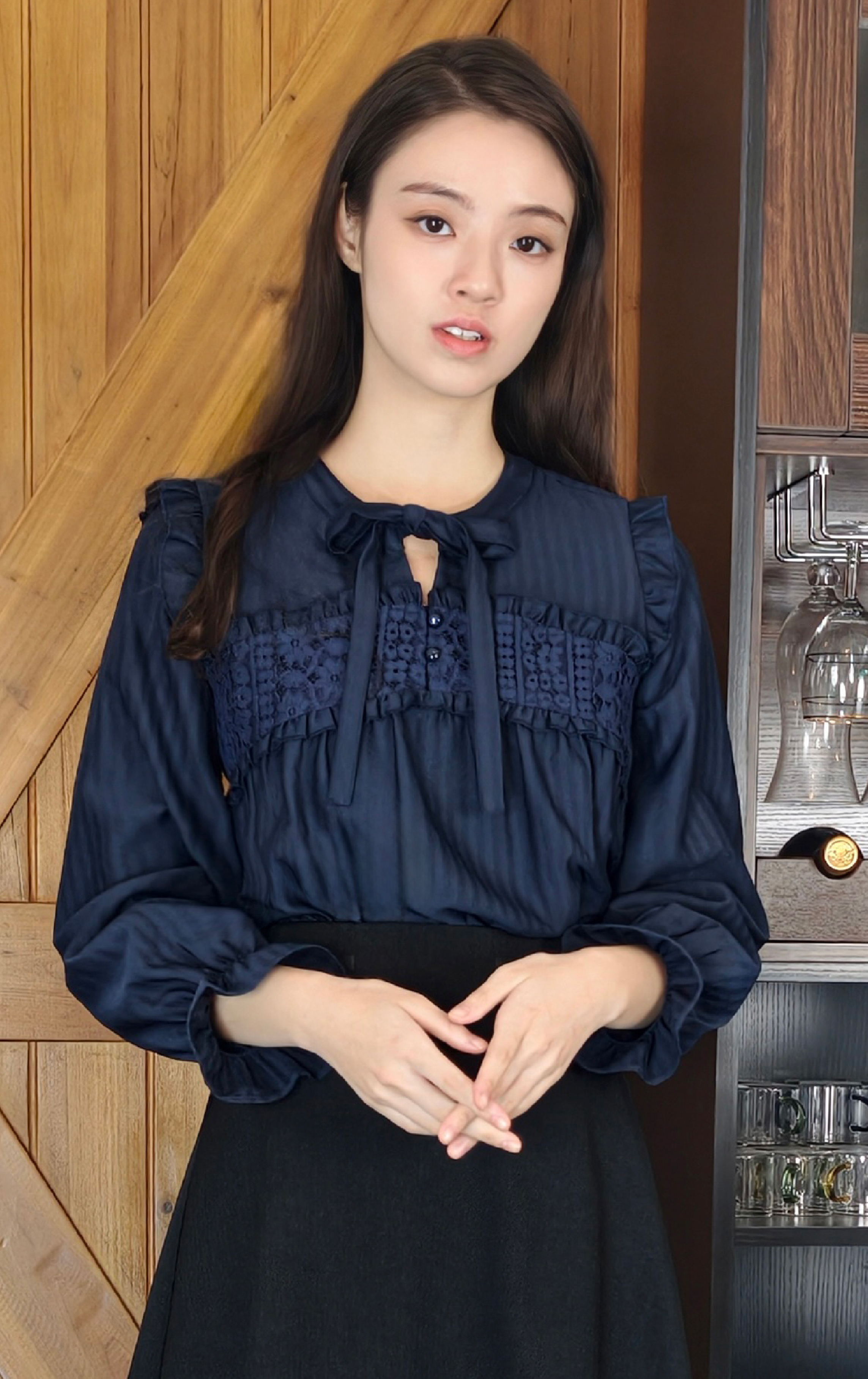 Ruffled Lace Trim Shirt SH0278