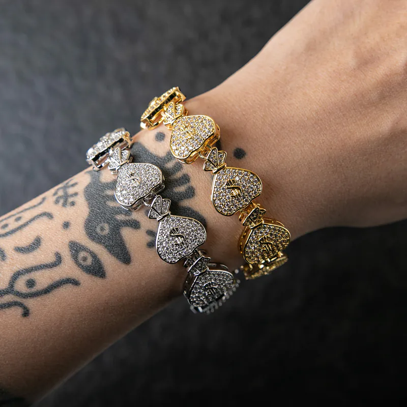 代購-Gold coast 15mm滿鑲錢袋造型手鍊