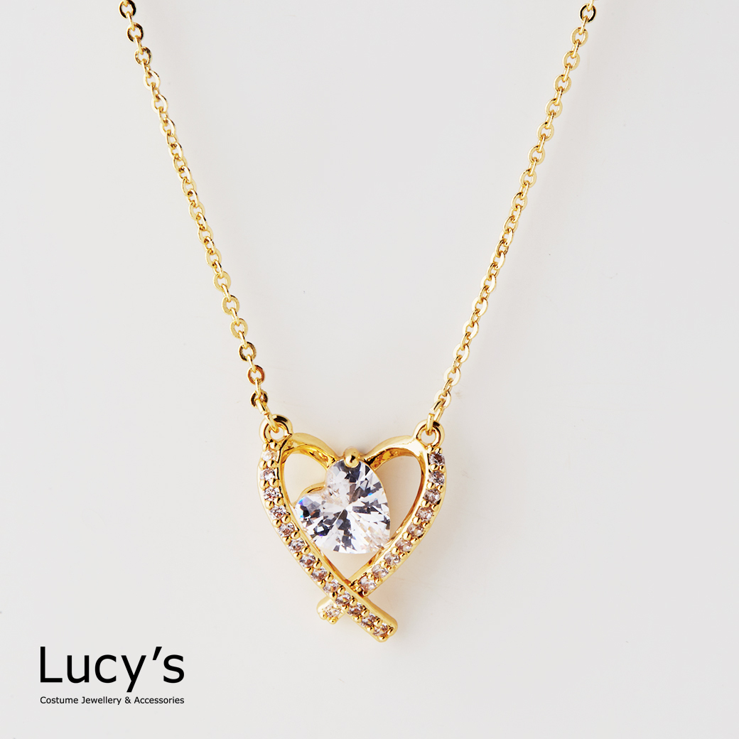 雙心閃閃 項鍊 (二色) (128394/128395)