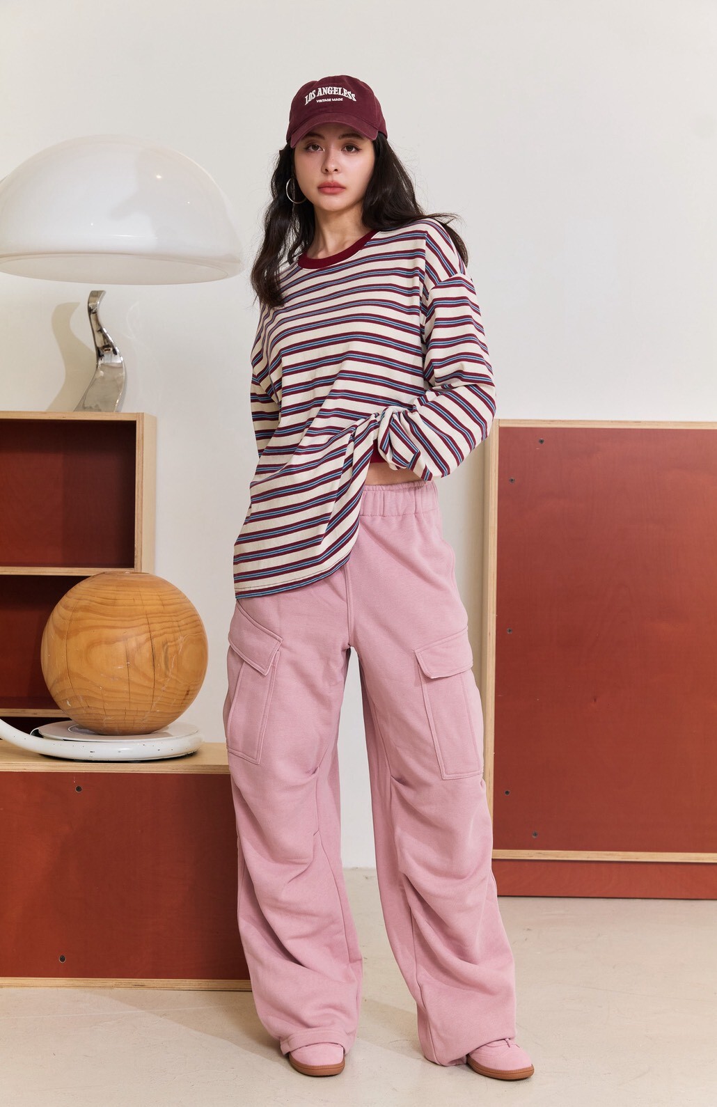 刷毛工裝棉褲_AMISSA（粉）