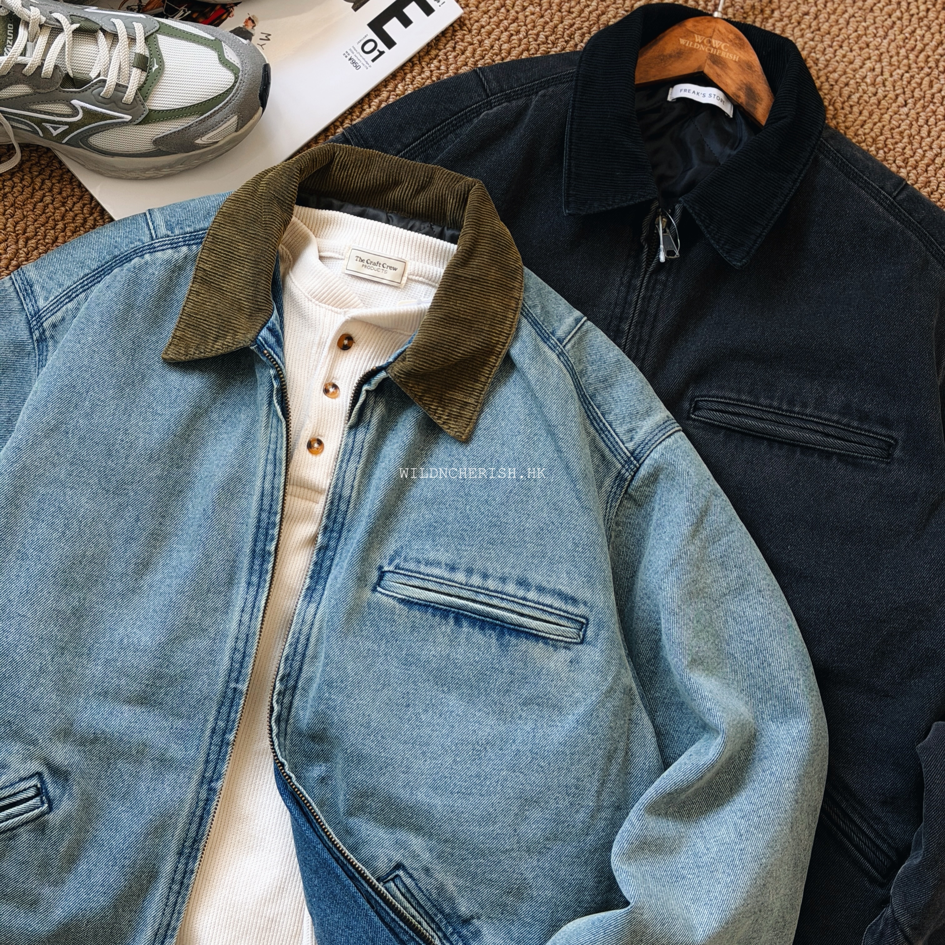 現貨 | Freak's Store Contrast Washed Denim Jacket 洗水牛仔 鋪棉 底特律