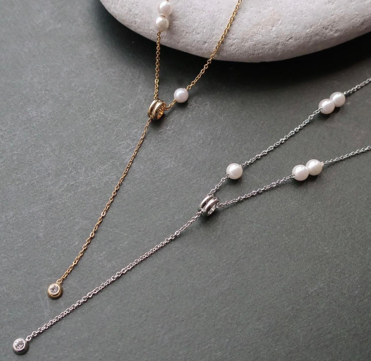 【預購】JN012806 Melody Accessory 優雅 2way 非對稱珍珠 Y 字鍊