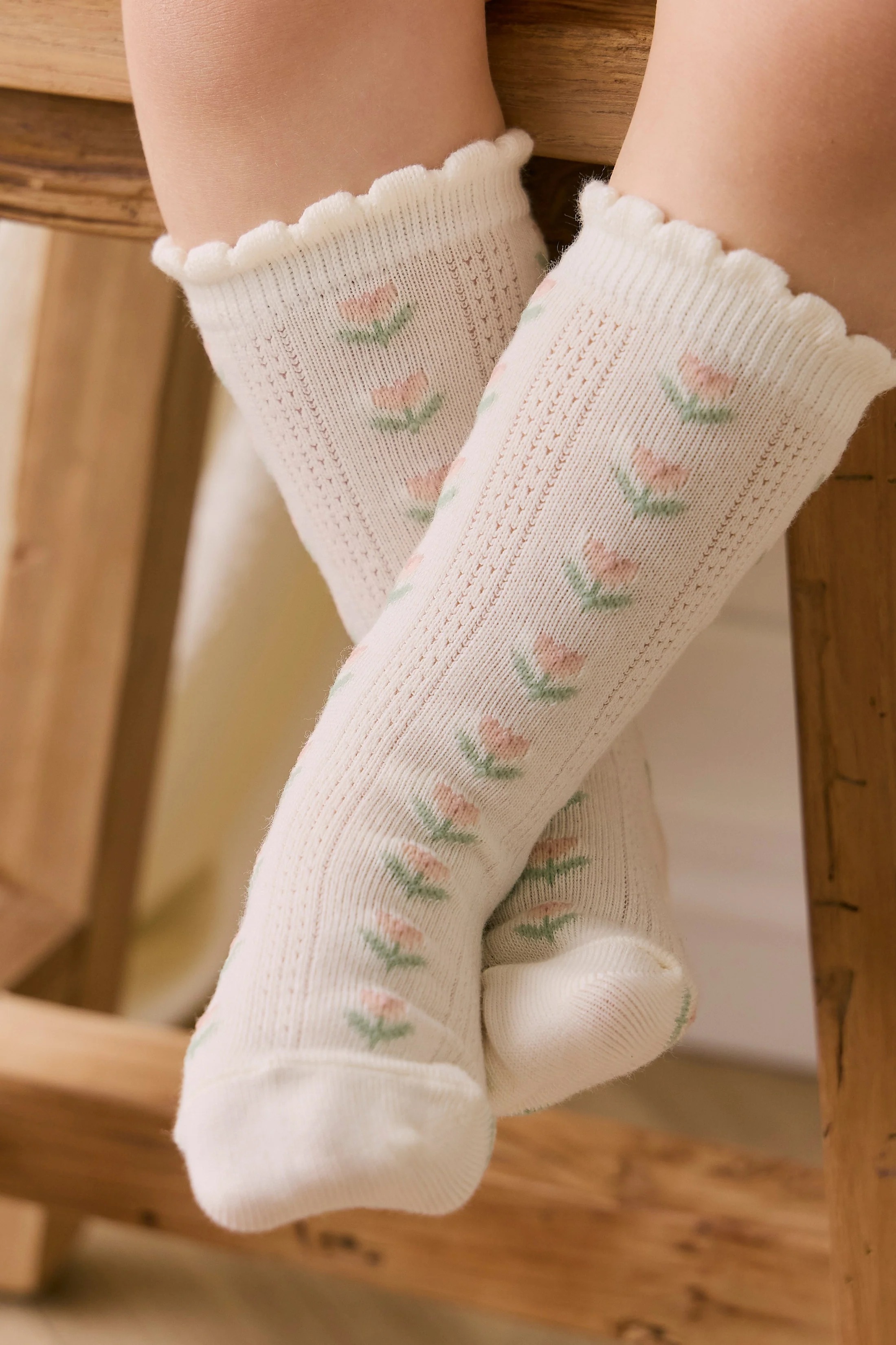 【預購】JAMIE KAY -Ines Knee High Sock（Ines Floral Egret）