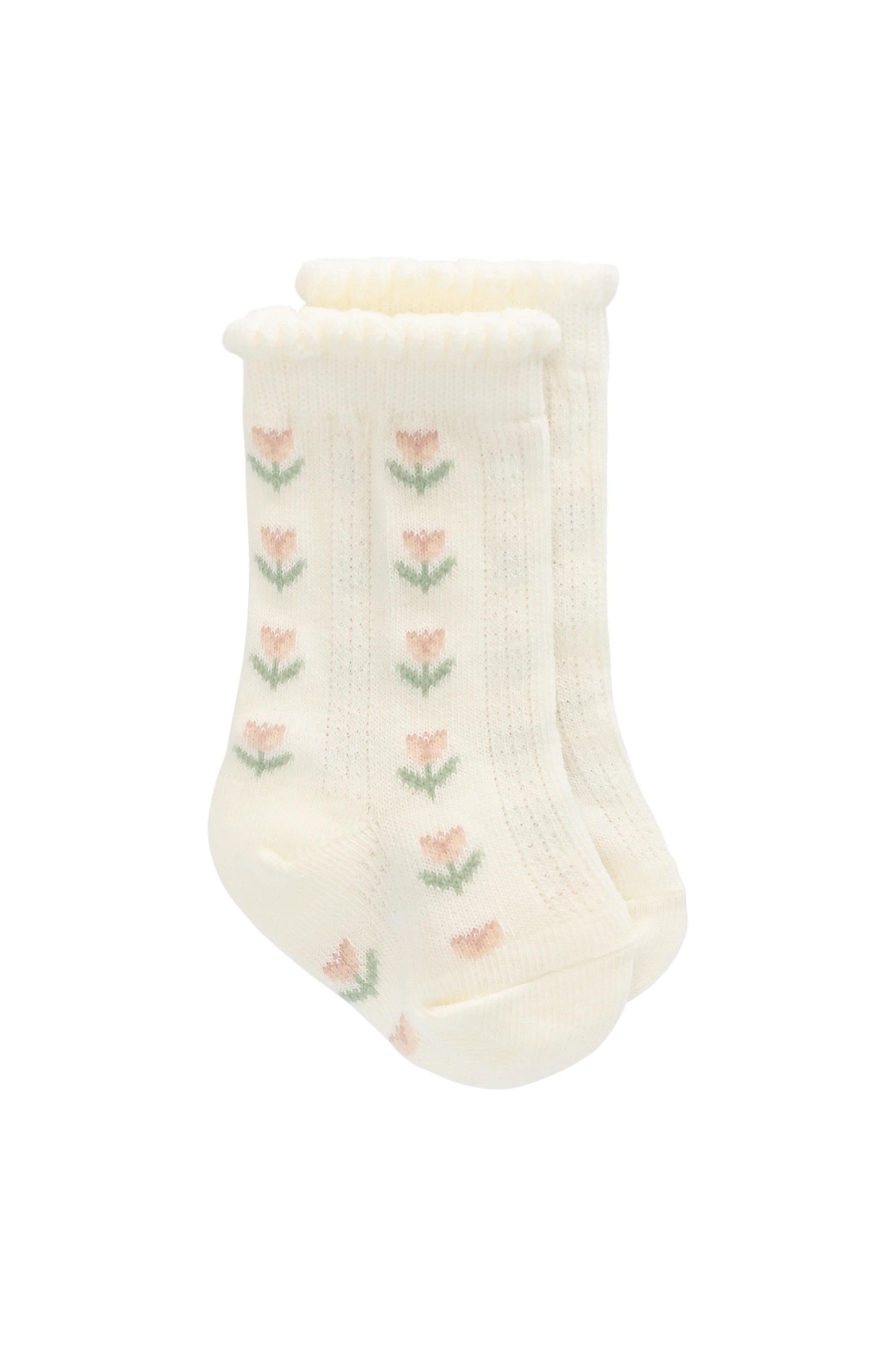 【預購】JAMIE KAY -Ines Knee High Sock（Ines Floral Egret）