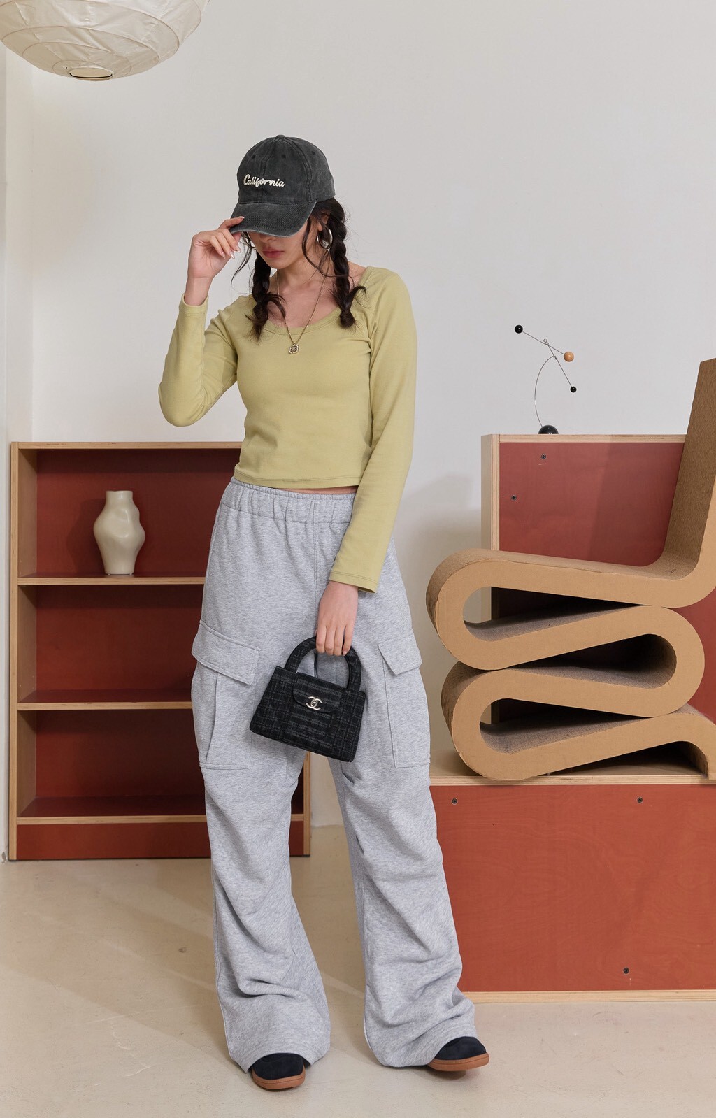 刷毛工裝棉褲_AMISSA（灰）