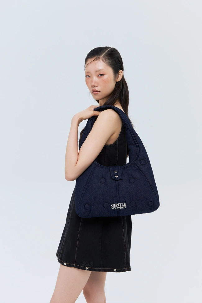 Gentle Woman Denim Hobo Beady Bag (Blue)