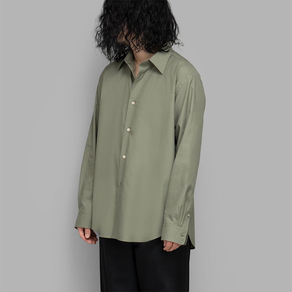AURALEE 2026 WASHED FINX TWILL SHIRT - OLIVE PRE ORDER ITEM (預訂中)