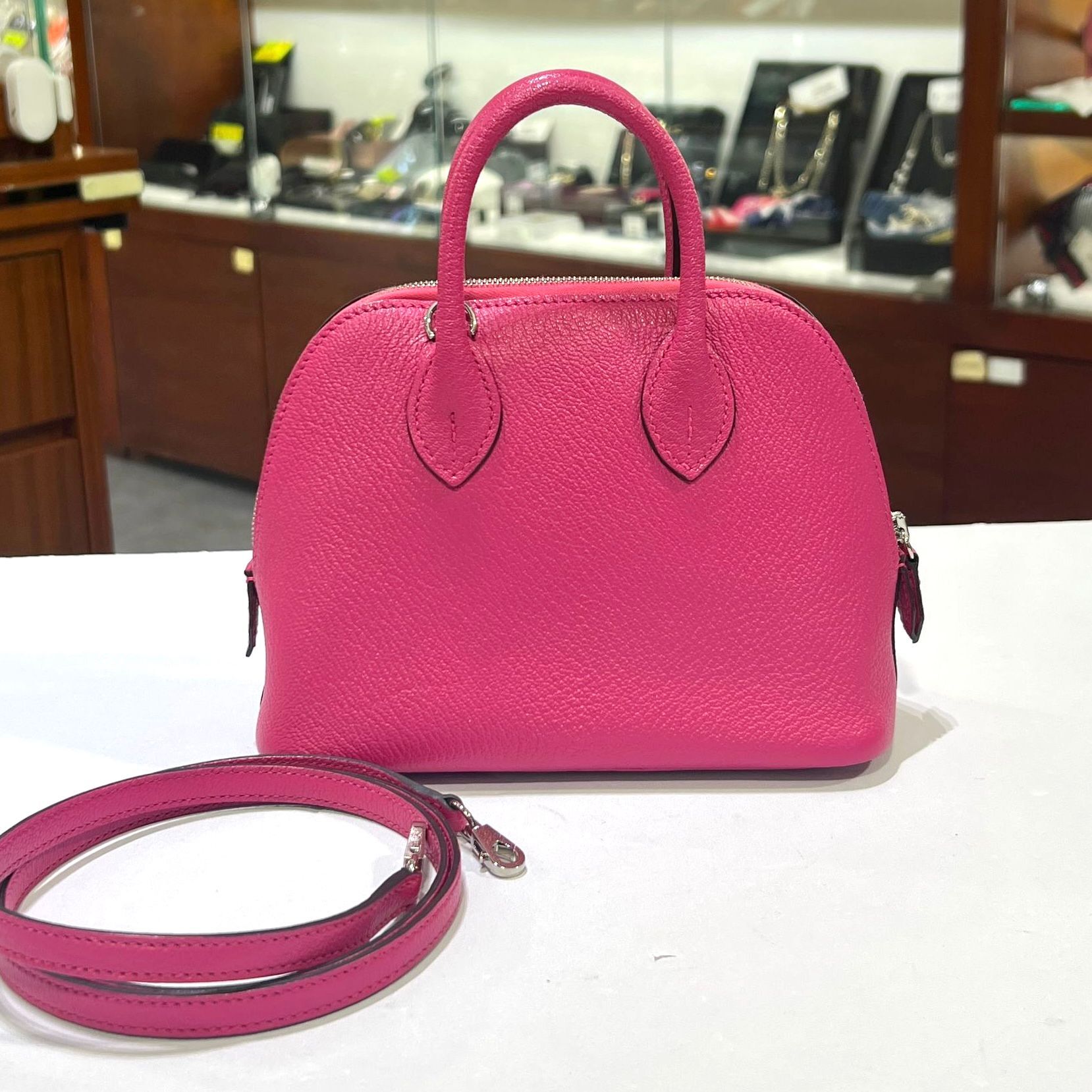 99%NEW接近全新MINI BOLIDE Z刻 5R/ROSE SHOCKING MYSORE PHW 驚艷粉山羊皮銀扣 #香榭站正品