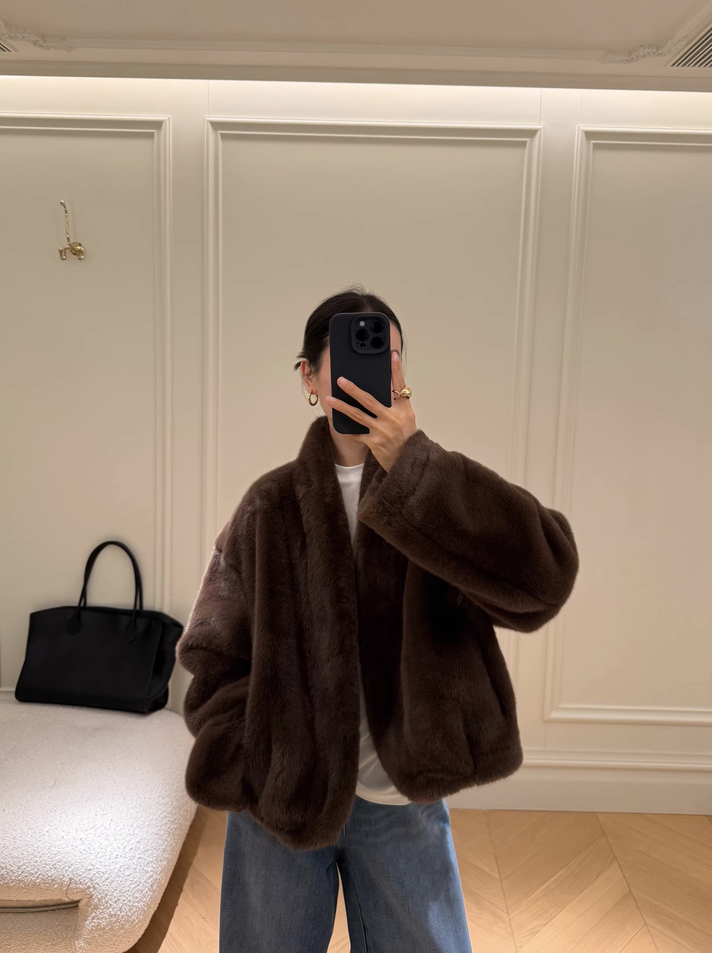 舒適柔軟毛絨絨無領皮草外套-F / 3色 (Elegant & Love)