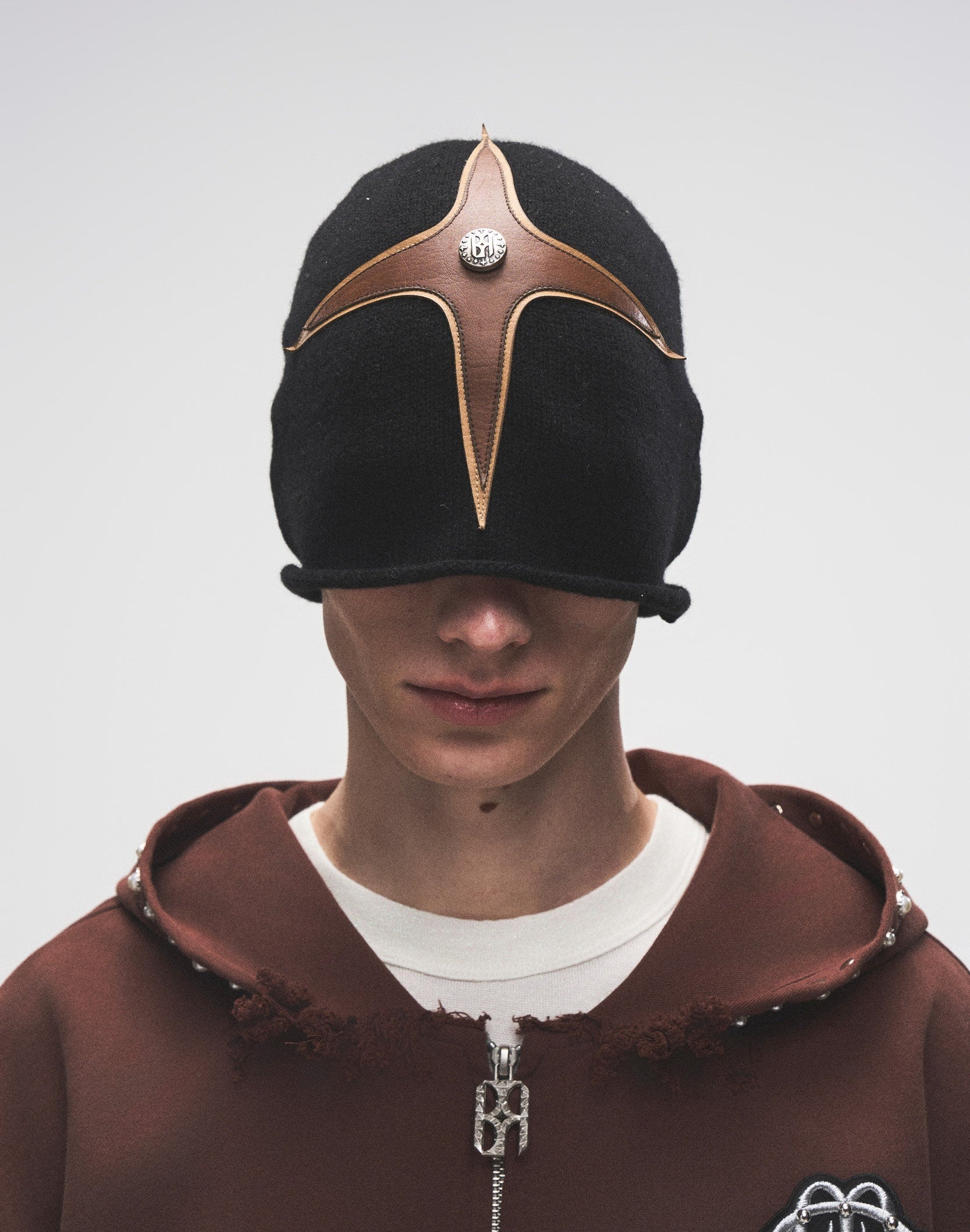 BIRTH OF ROYAL CHILD｜Cross-Patch Leather Beanie