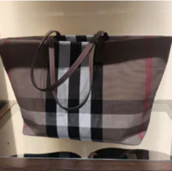 [S] BURBERRY TAUPE BROWNLONDON CANVAS TOTE BAG, 80840471 (SB147)