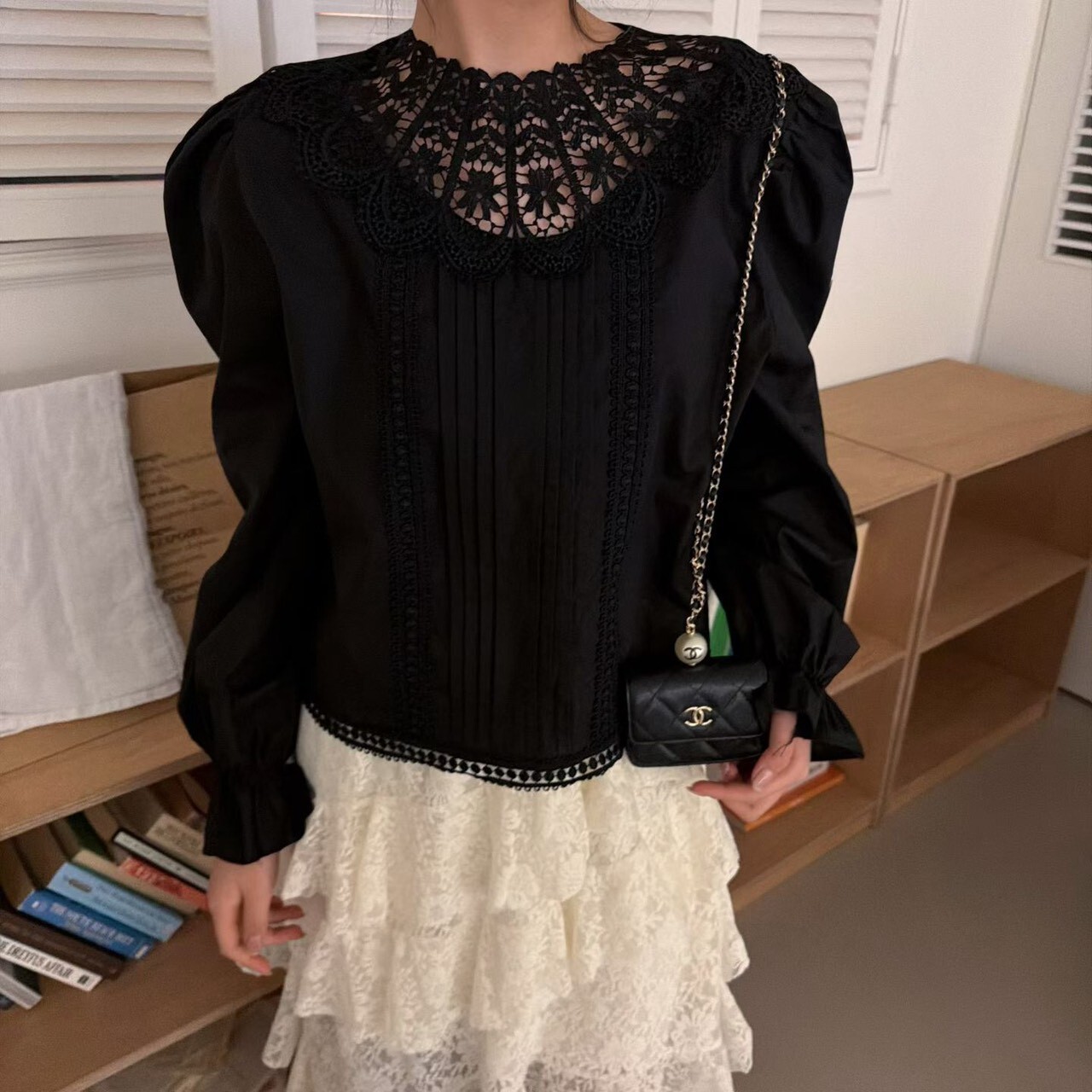 花蕾領公主袖襯衫
