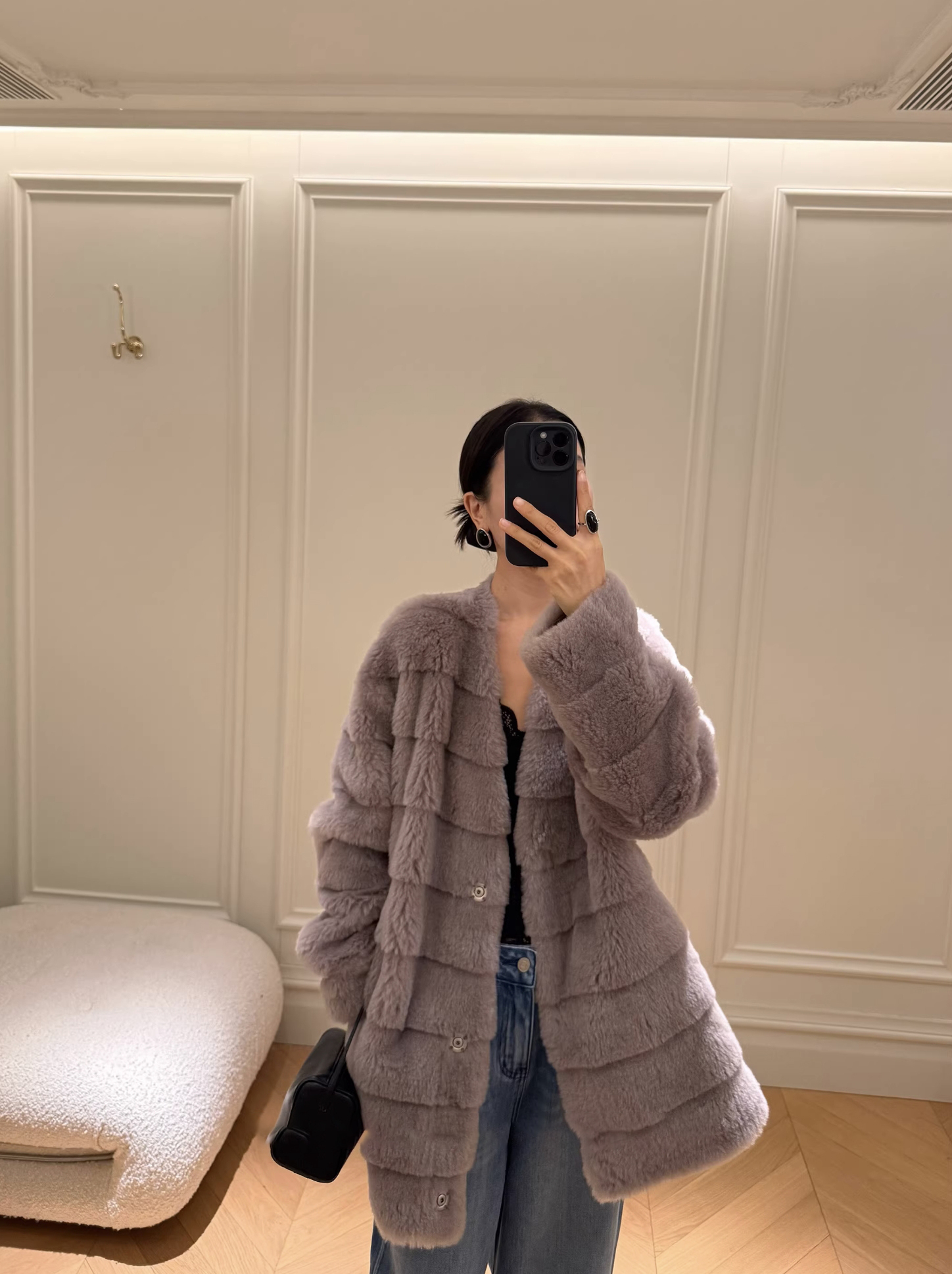 小貴婦浮誇層次感V領毛絨絨皮草外套-F / 2色 (Elegant & Love)