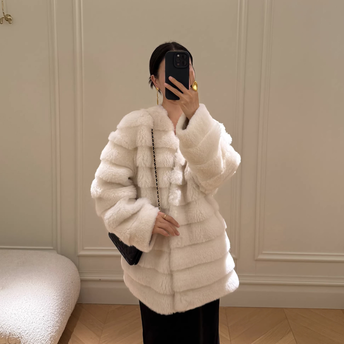 小貴婦浮誇層次感V領毛絨絨皮草外套-F / 2色 (Elegant & Love)