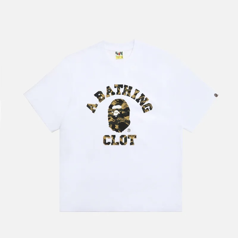 (M)-(B3c01)-A BATHING APE BAPE X CLOT CAMO COLLEGE RELAXED FIT TEE 聯名短Ｔ 黑色/白色-0ZXTEM936101P