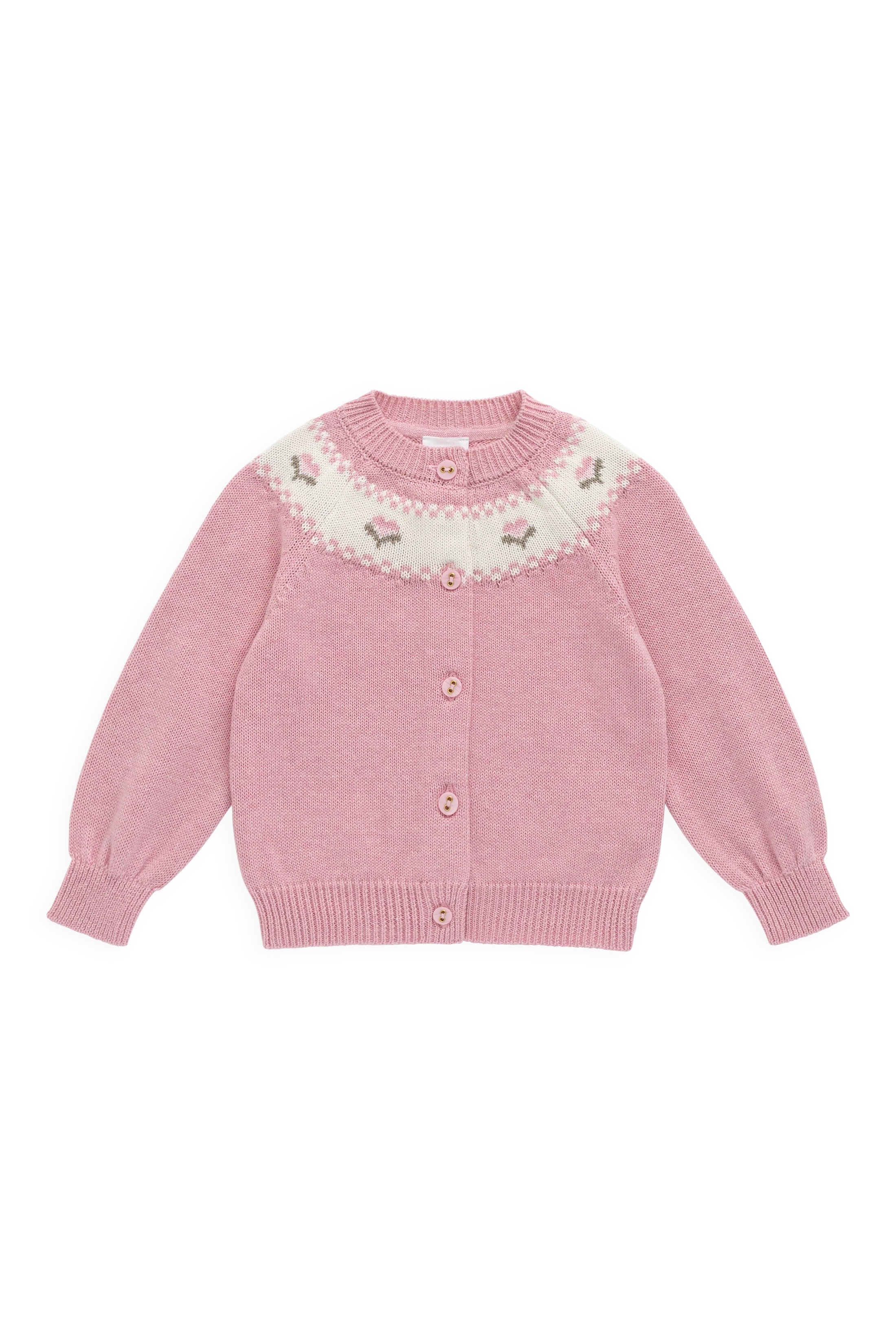 【預購】JAMIE KAY -Annette Cardigan - Annette Jacquard（Pink Flutter Marle）
