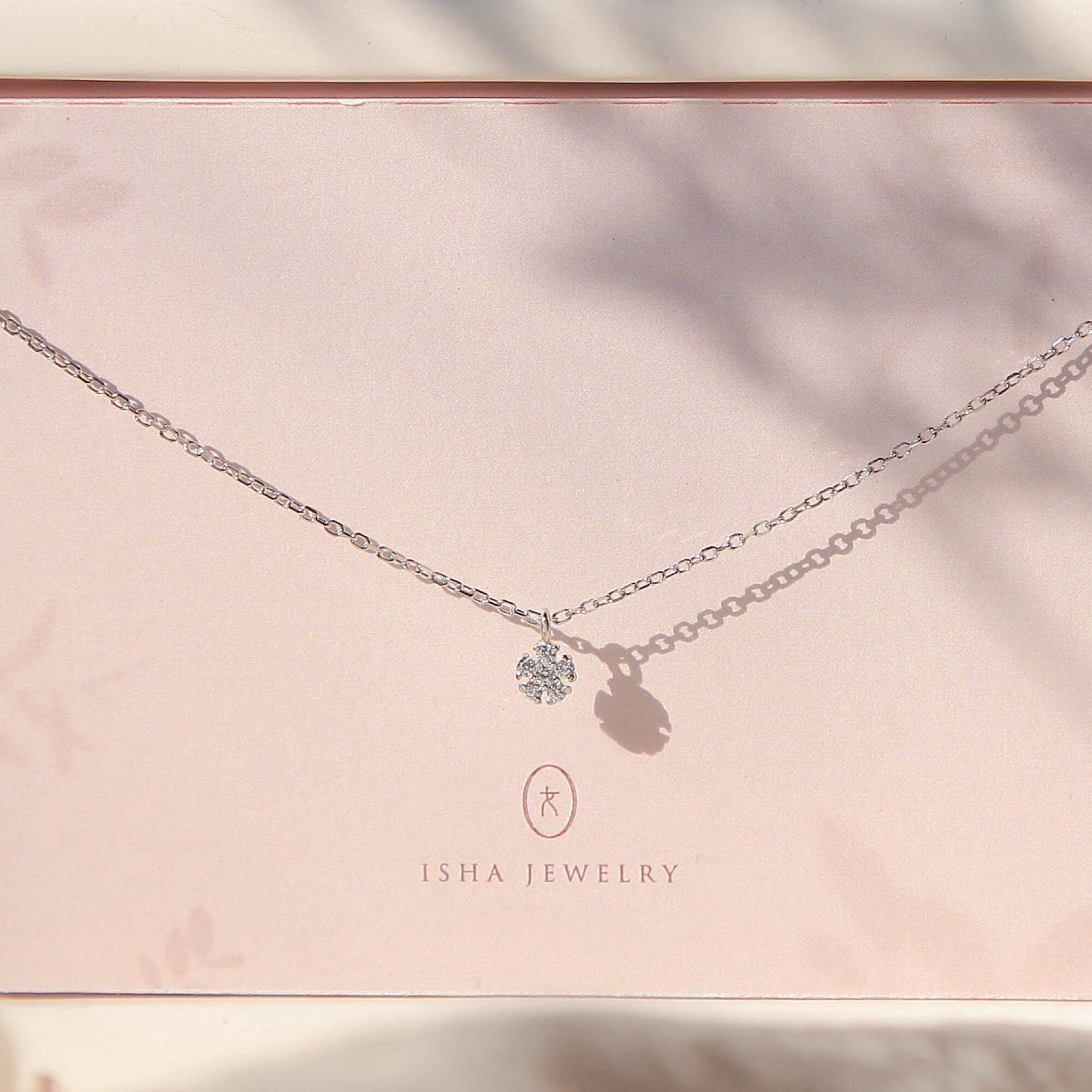 精緻法式禮盒包裝的花朵純銀項鍊飾品禮盒組