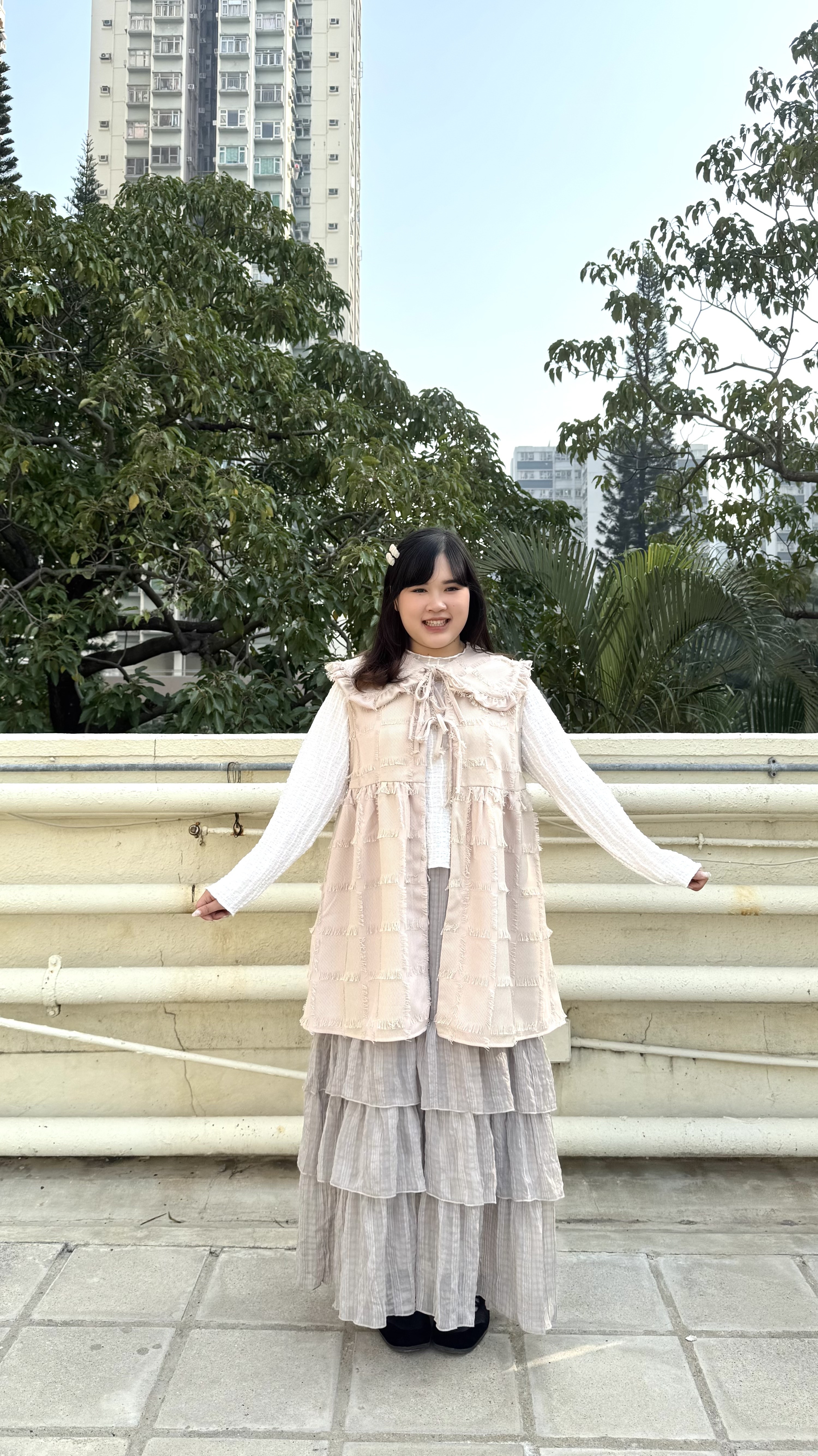 皺皺暗格紋蛋糕半身裙